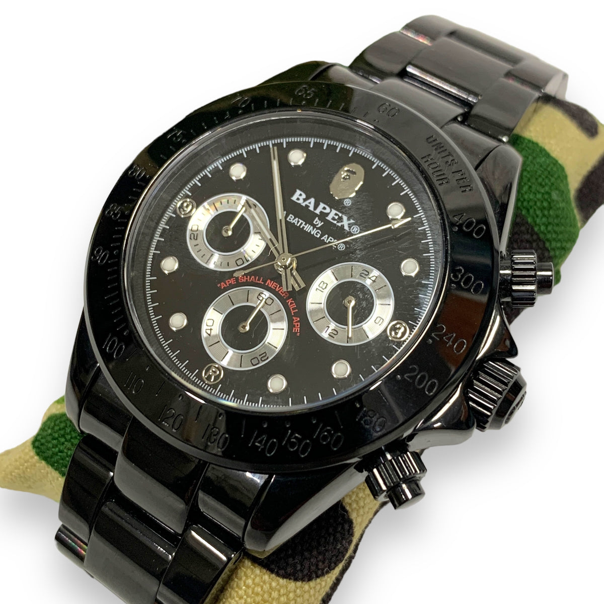 A Bathing Ape Bape Type 3 Daytona Bapex Watch Black