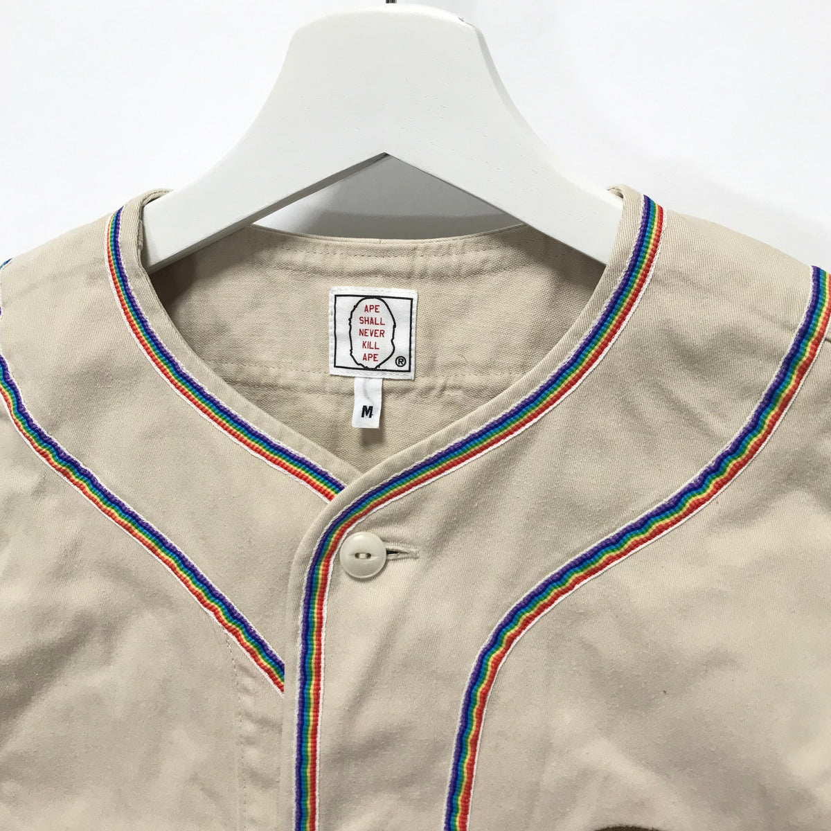 M] A Bathing Ape Bape Vintage Baseball Jersey Beige –