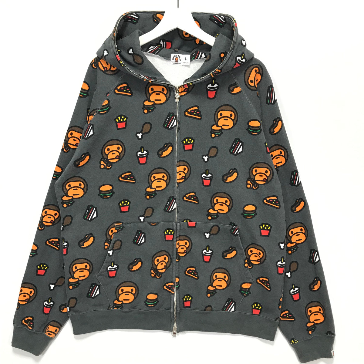 L] A Bathing Ape Bape Baby Milo Junk Fool Allover Print Full Zip