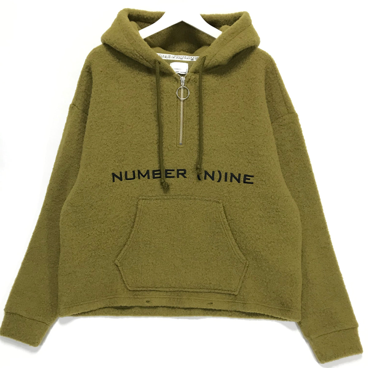 [L] Number Nine Half Zip Fleece Pullover Hoodie Jacket Olive