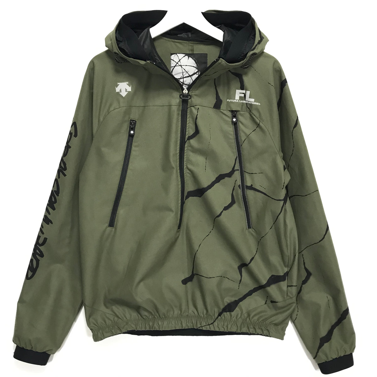 XL] Futura Laboratories x Descente Half Zip Nylon Hooded Jacket Olive – 