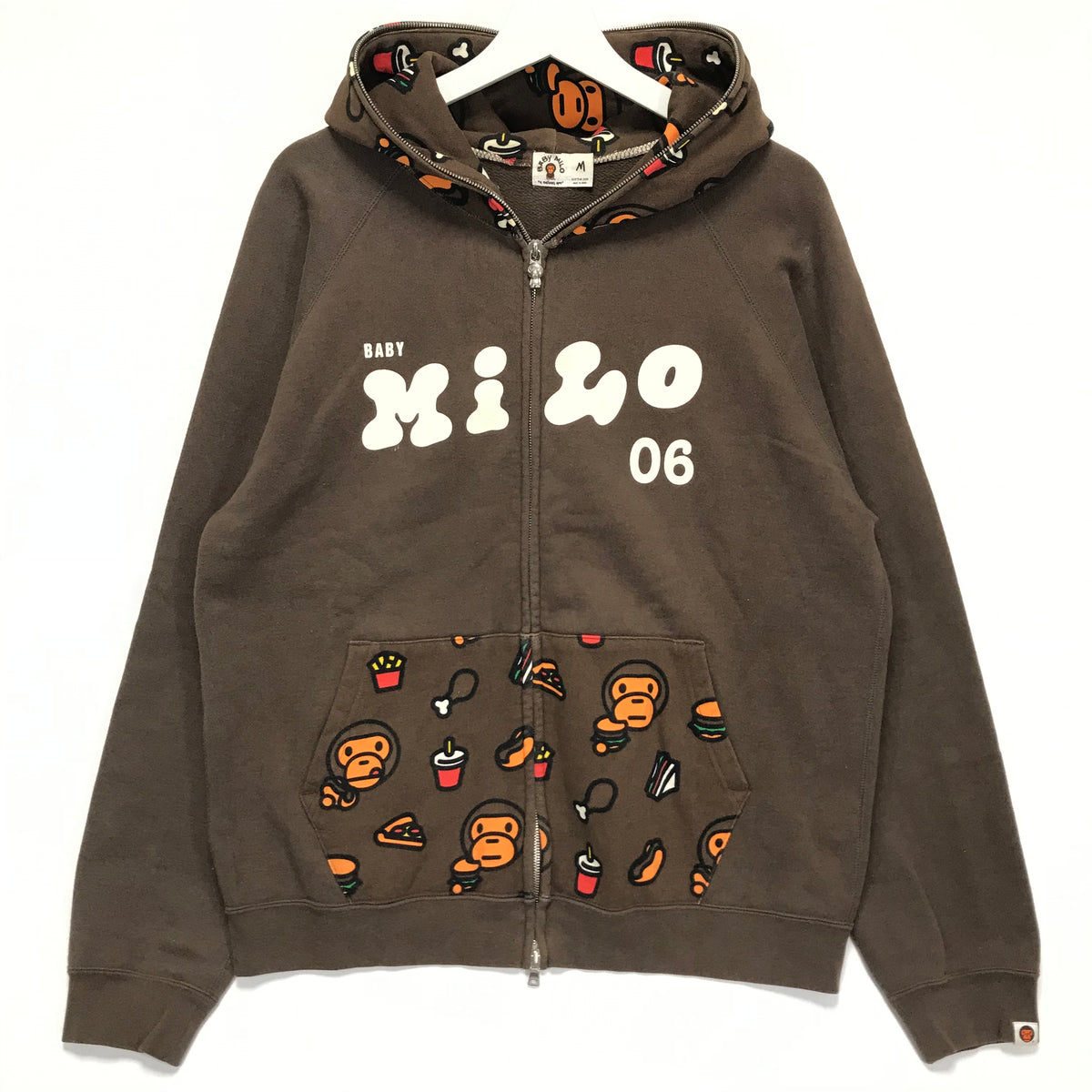 [L] A Bathing Ape Bape Baby Milo Junk Food Full Zip Hoodie Brown