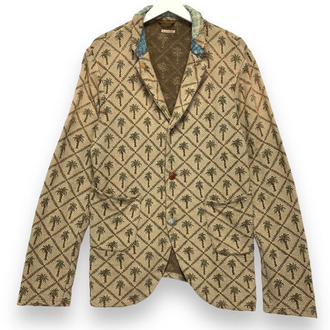 [L] Kapital Jacquard Woven Palm Tree Boro Patchwork Collar Blazer Jacket Coat