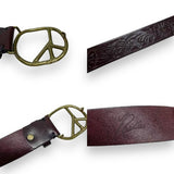 [34] Needles Peace Buckle Embossed Leather Belt