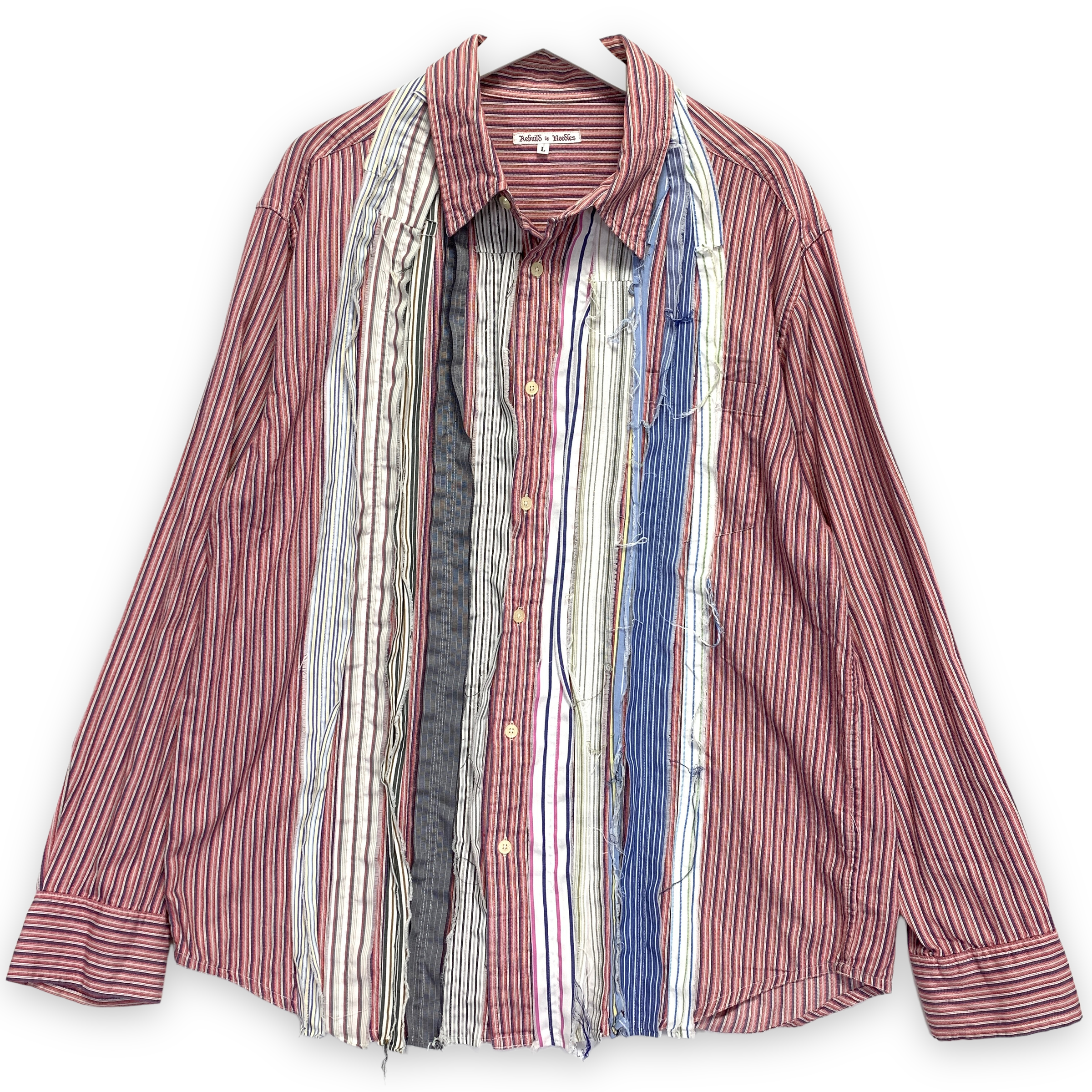 L] Needles Rebuild Ribbon Cut Oversized Dress Shirt