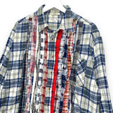 [M] Needles Rebuild Ribbon Cut Oversized Flannel Shirt