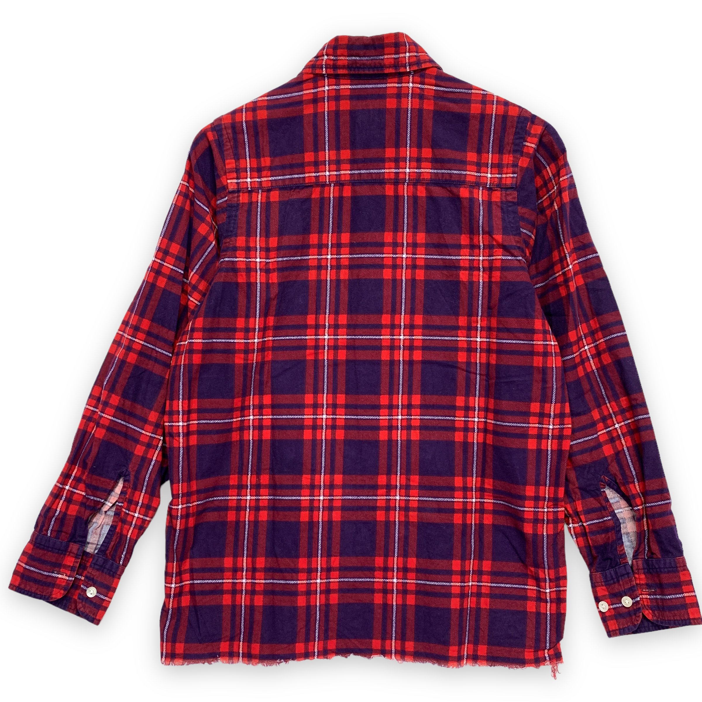 XS] Needles Unfinished Frayed Bottom Flannel BD Shirt Red