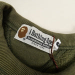 [M] DS! A Bathing Ape Bape College Logo Distressed Pocket Crewneck Sweatshirt Olive