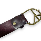 [34] Needles Peace Buckle Embossed Leather Belt