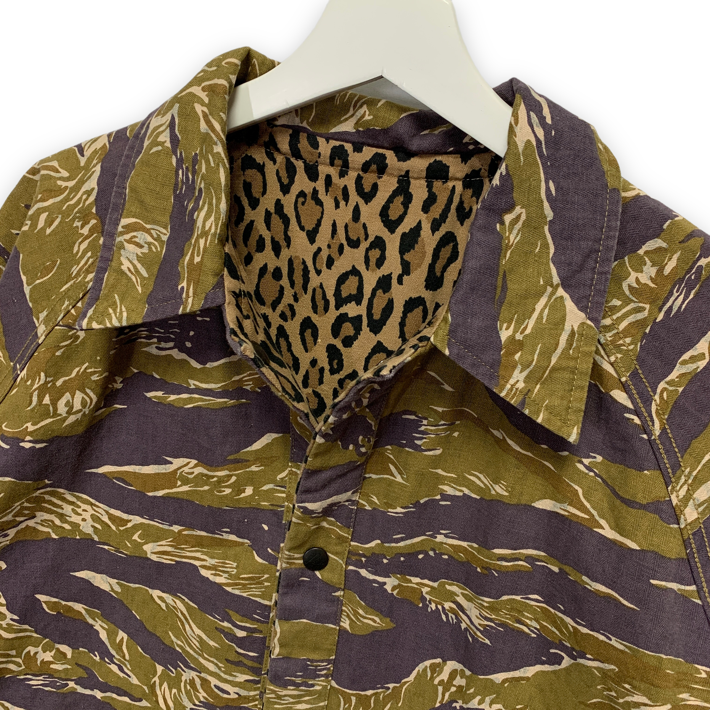 L] Needles Tiger Camo / Leopard Reversible Coach Field Jacket