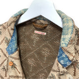 [L] Kapital Jacquard Woven Palm Tree Boro Patchwork Collar Blazer Jacket Coat