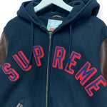 [L] Supreme 2012AW Arch Logo Hooded Wool Leather Varsity Jacket