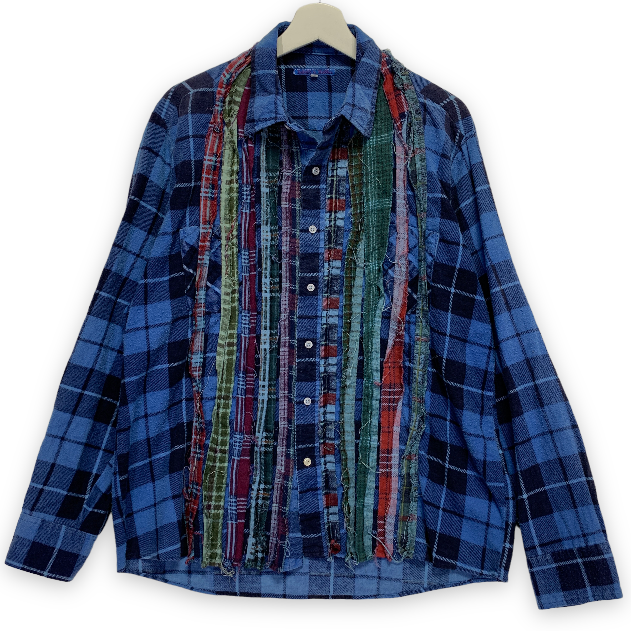 M] Needles Rebuild Ribbon Cut Oversized Flannel Shirt