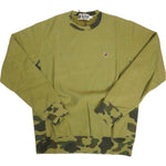 [M] DS! A Bathing Ape Bape 1st Camo Rib Stonewash Crewneck Sweatshirt Olive