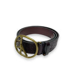 [34] Needles Peace Buckle Embossed Leather Belt