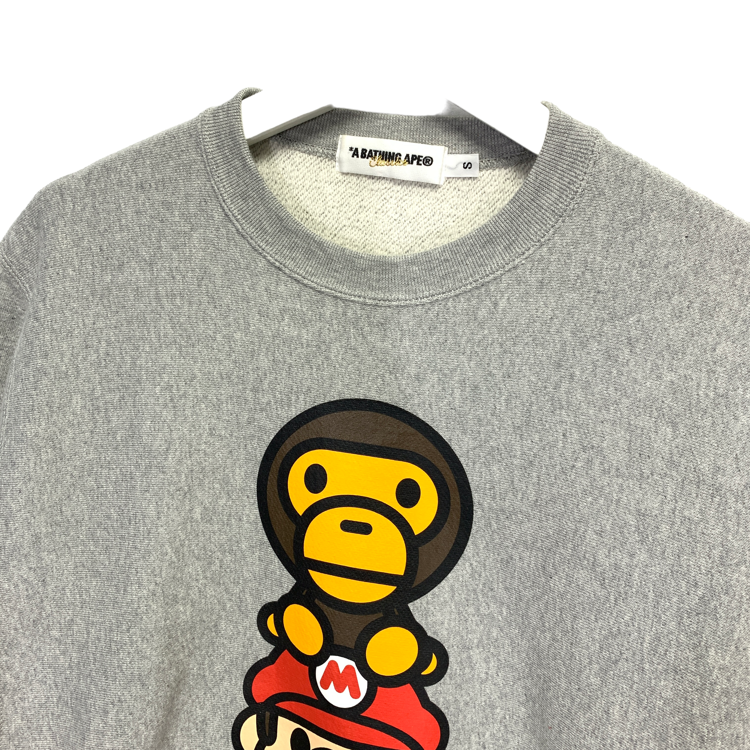 S] A Bathing Ape Bape x Mario Baby Milo Logo Crewneck Sweatshirt