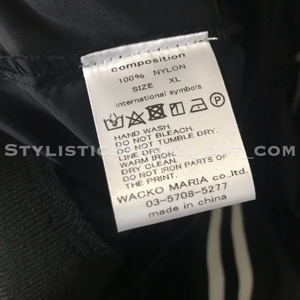 XL] Wacko Maria Tengoku Tokyo Nylon Light Varsity Jacket Black