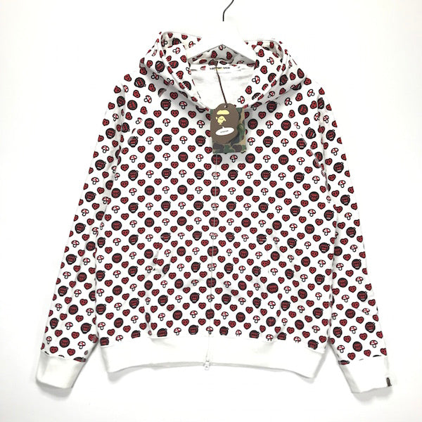 S DS A Bathing Ape Bape Baby Milo Monogram Full Zip Hoodie White