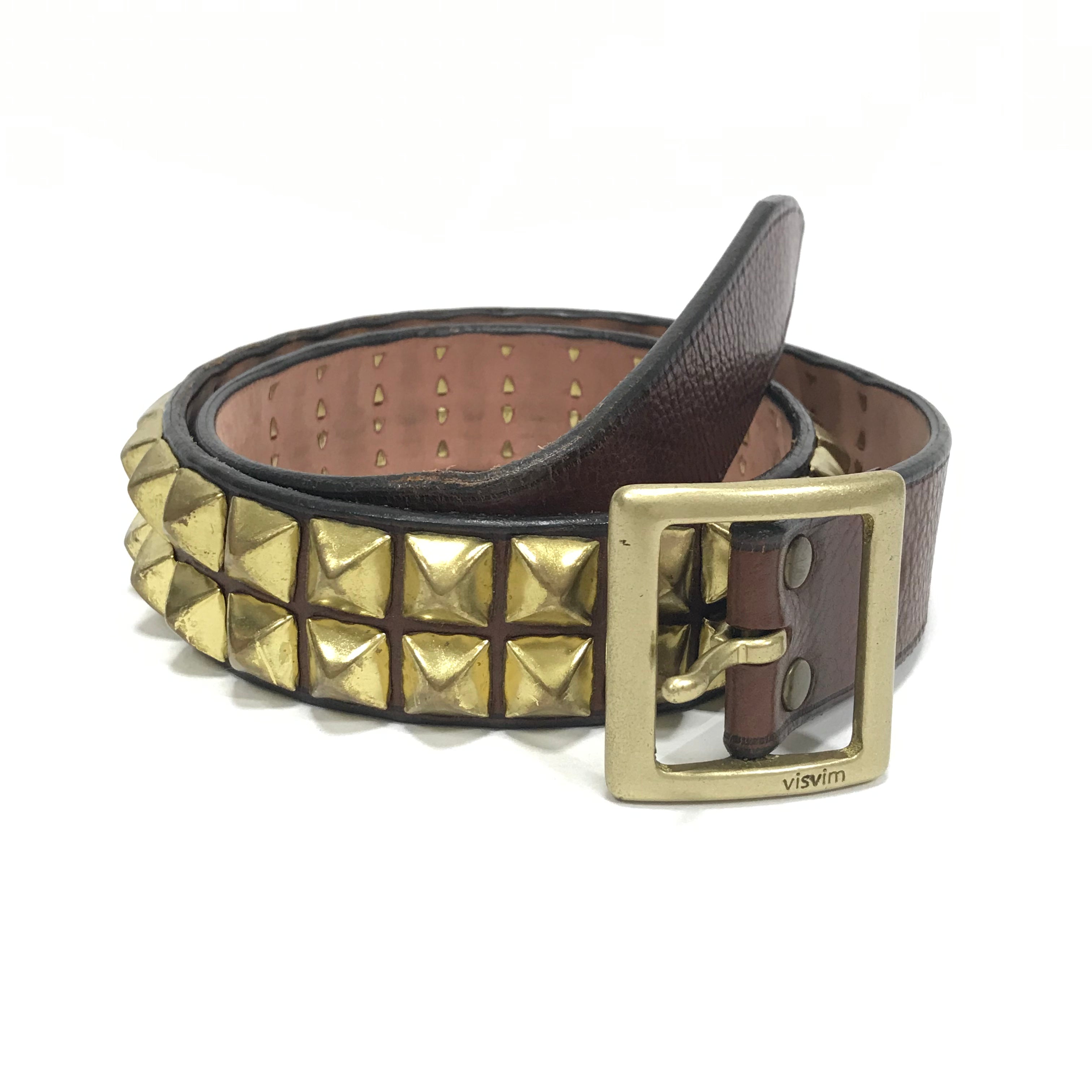 32] Visvim Leather Studded Belt Brown – StylisticsJapan.com