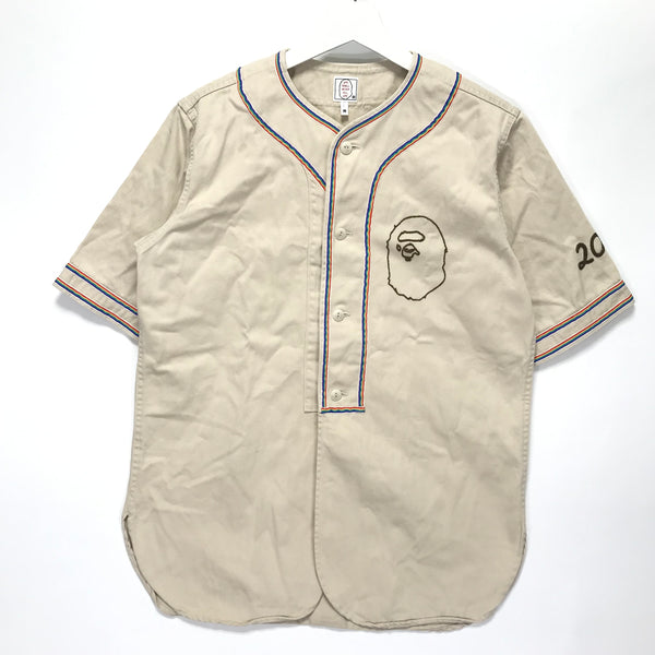 M] A Bathing Ape Bape Vintage Baseball Jersey Beige –