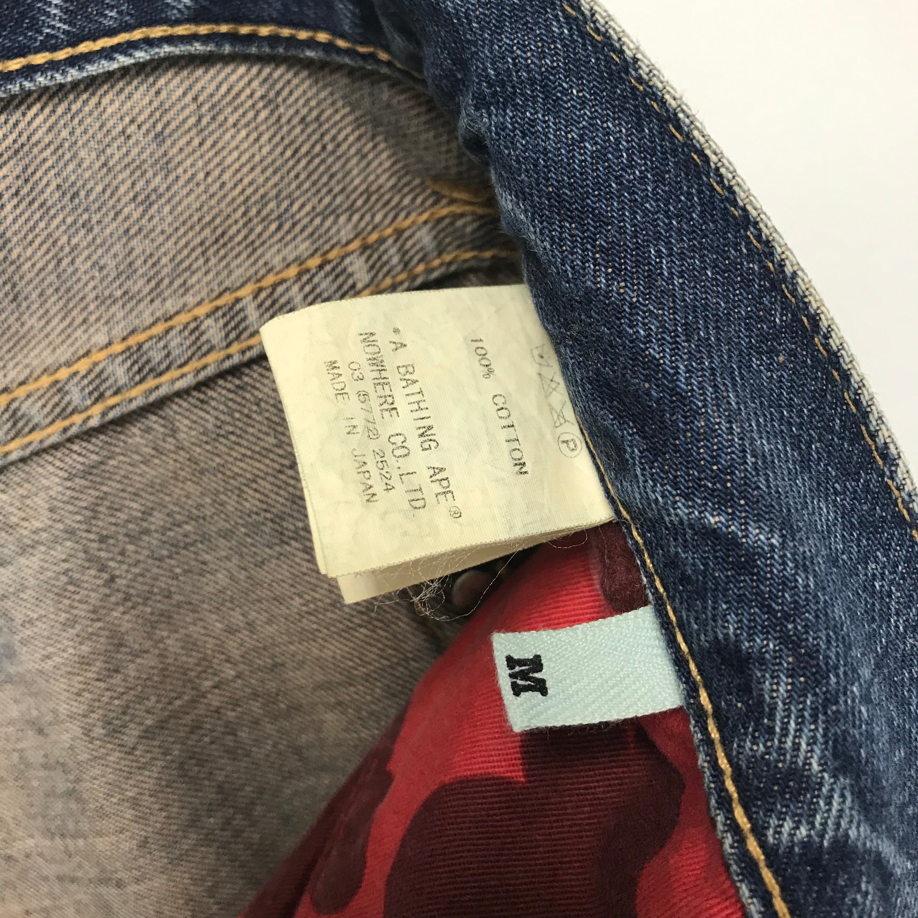 M] A Bathing Ape Bape Baby Milo Face Selvedge Washed Denim