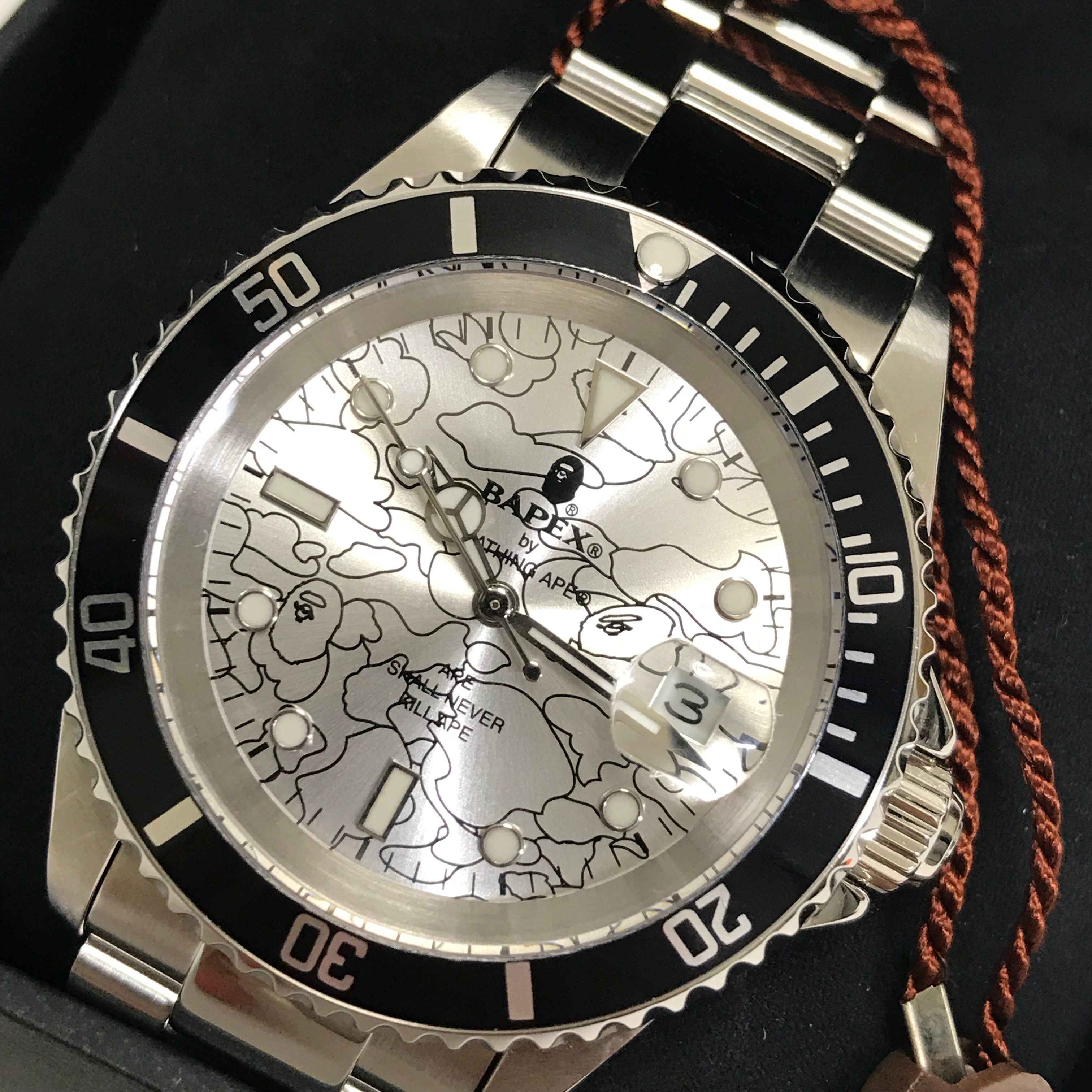 DS! A Bathing Ape Bape Line 1st Camo Type 1 Bapex Watch Silver