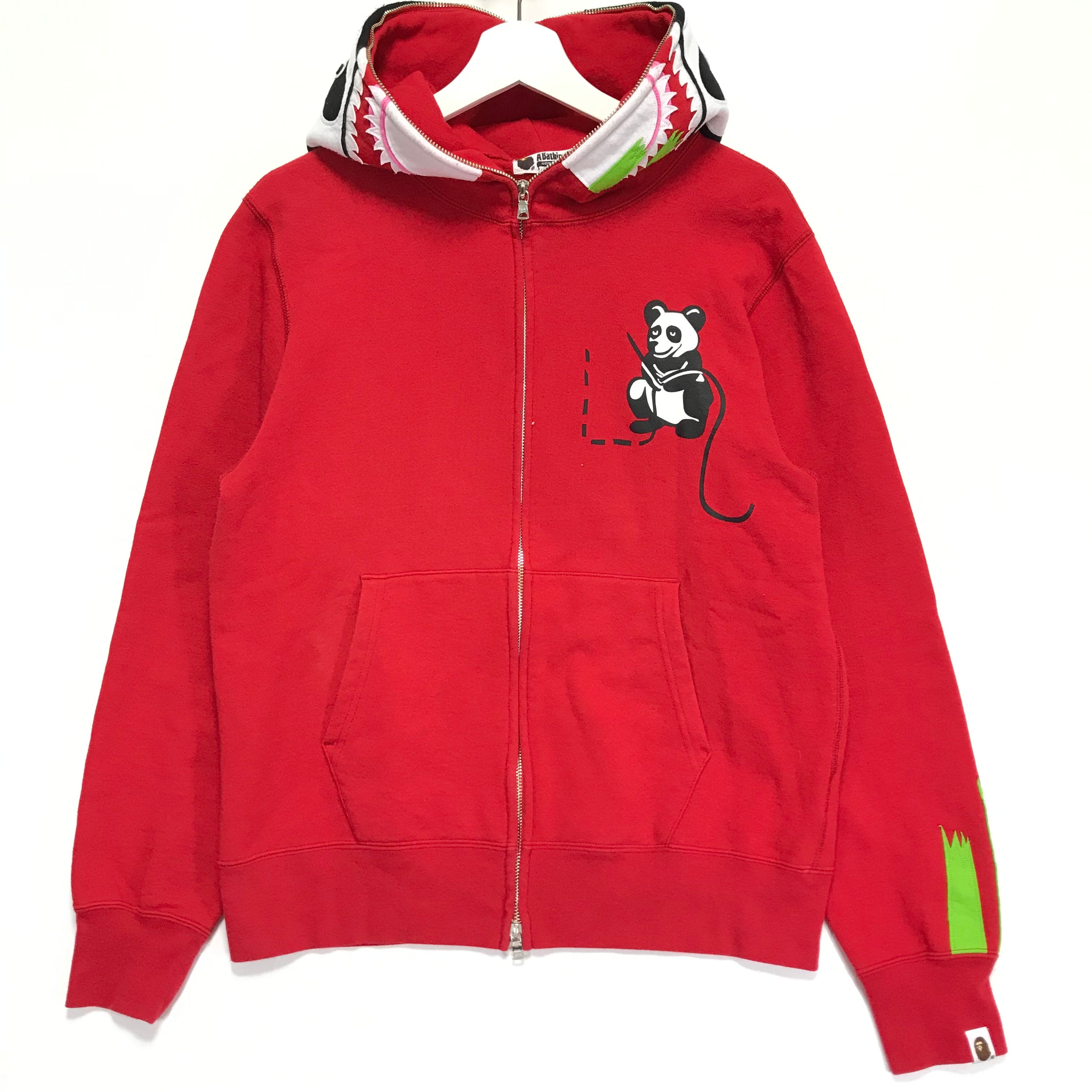 L A Bathing Ape Bape Full Zip Panda Hoodie Red StylisticsJapan