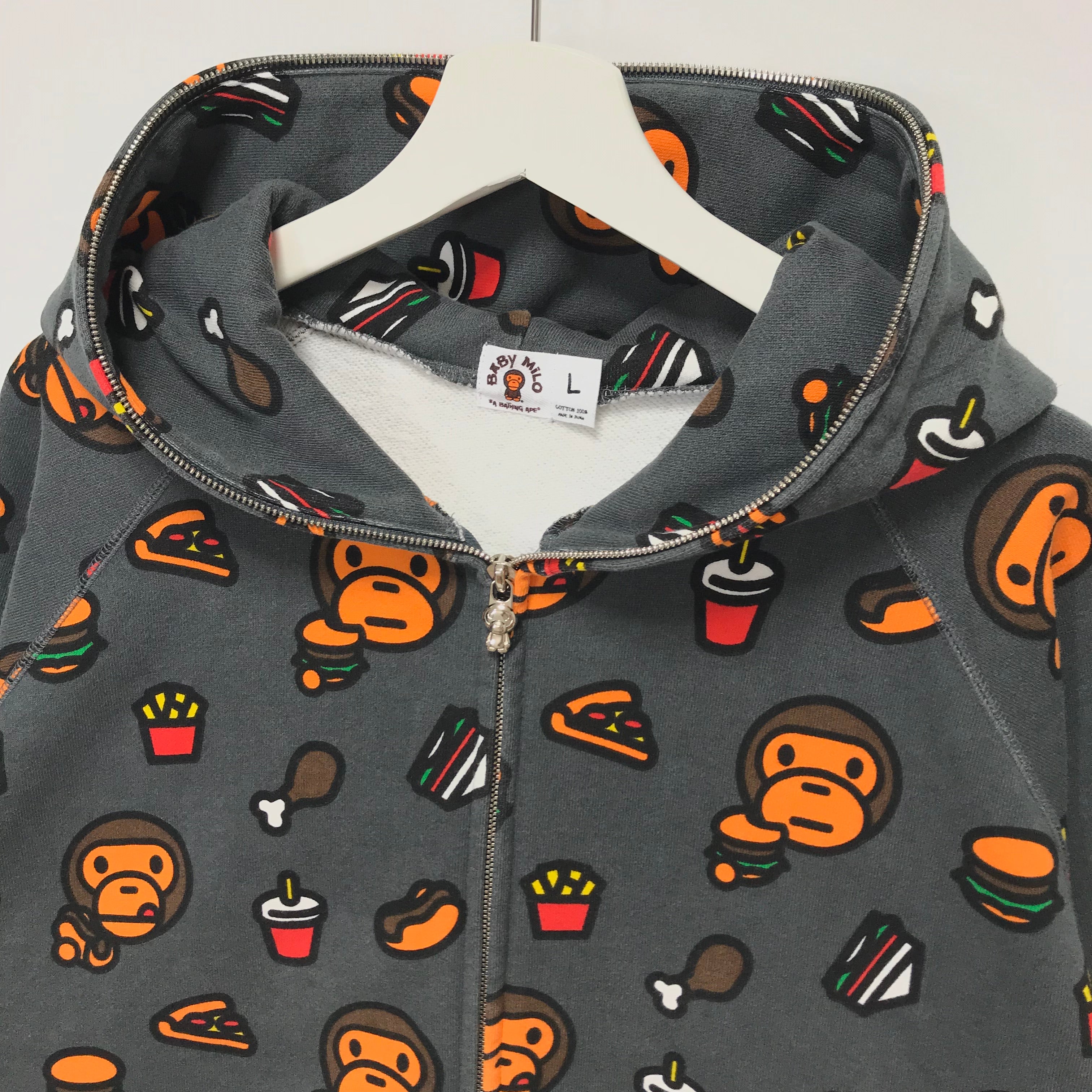 BAPE Kids Gray Baby Milo Junk Food Hoodie