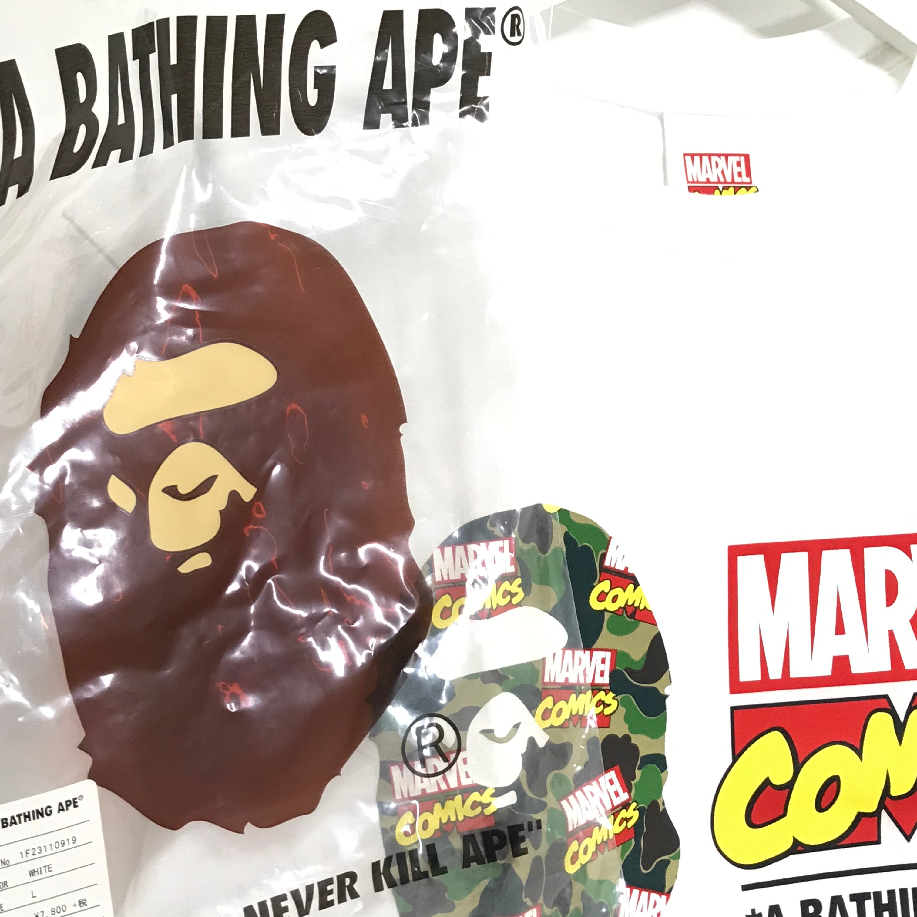 L] DS! A BATHING APE BAPE MARVEL COMICS AVENGERS TEE WHITE