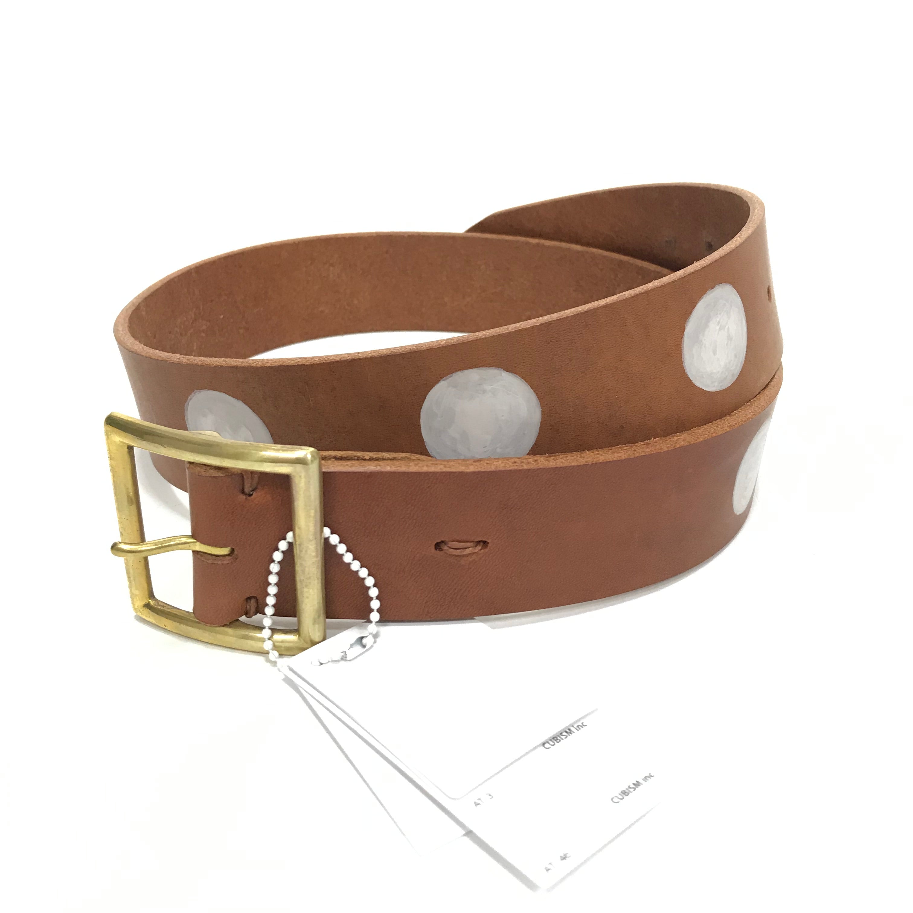 34] DS! Visvim 19SS Plain Belt 45mm Dots Leather Brown Pattern