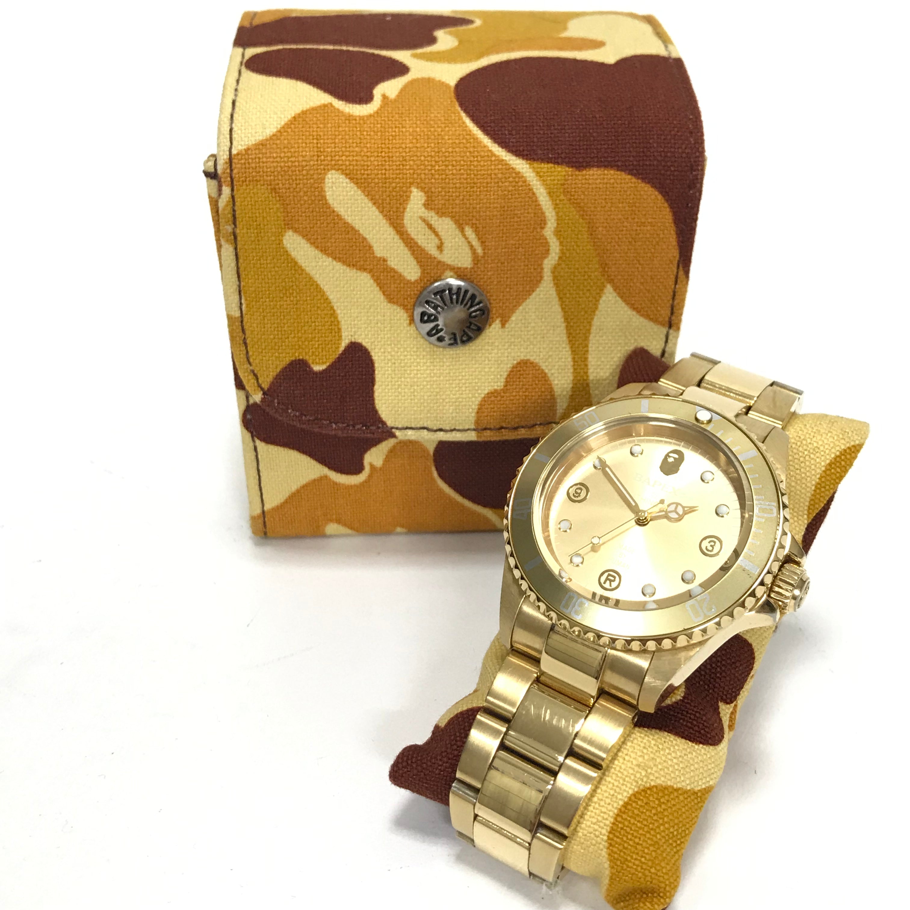 A Bathing Ape Bape Type 2 Sarumariner Bapex Watch Gold