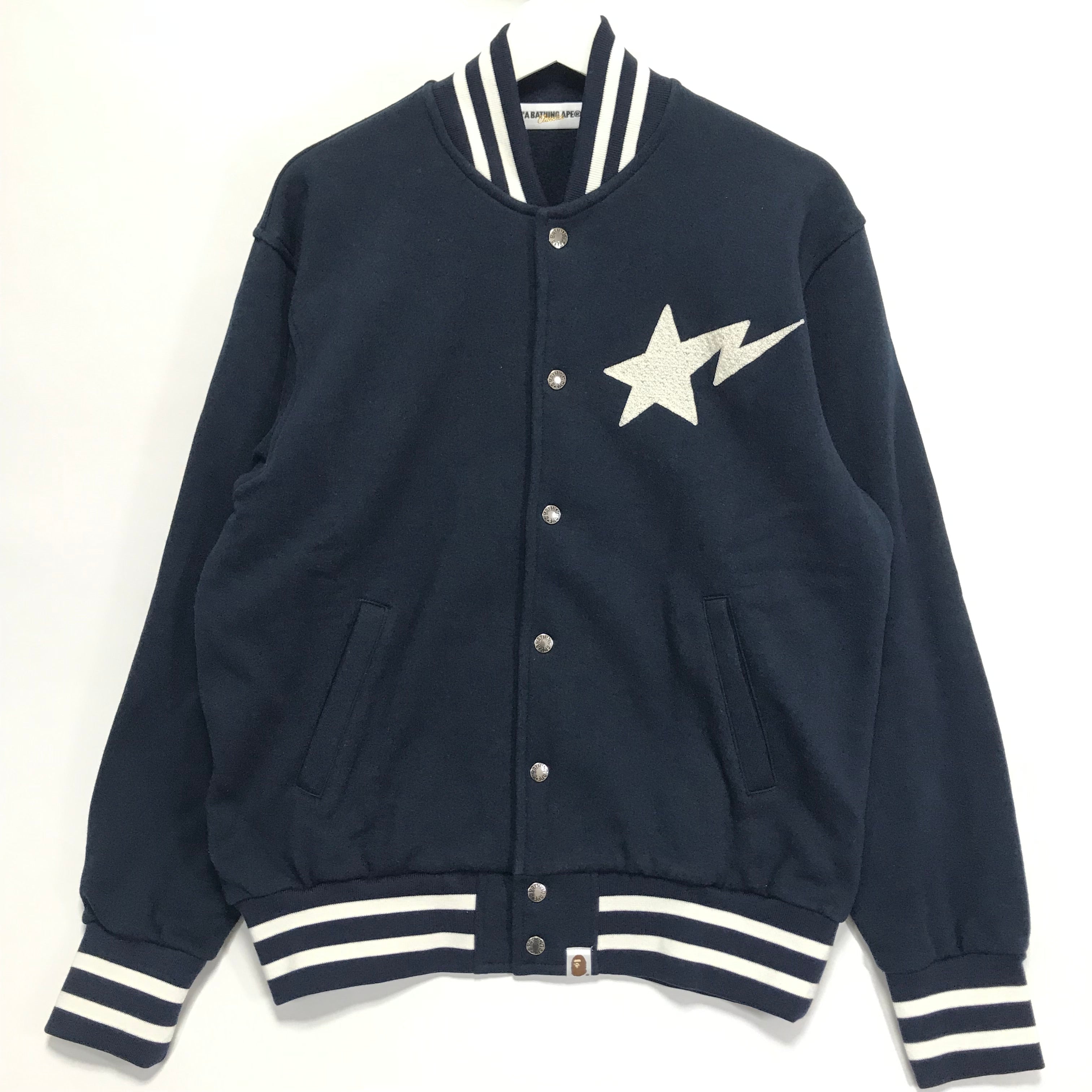 M] A Bathing Ape Bape ASNKA Sweat Stadium Jacket Navy