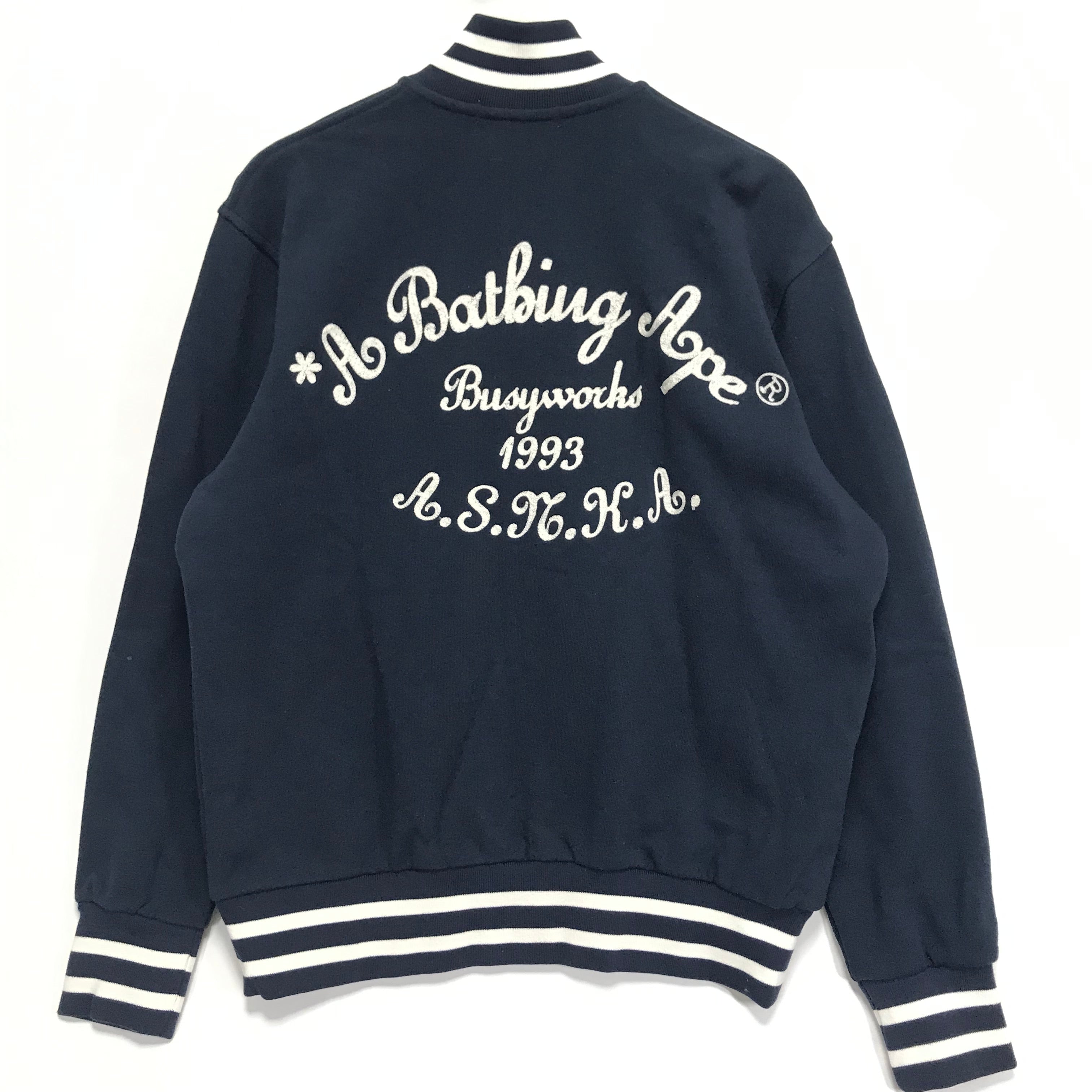 M] A Bathing Ape Bape ASNKA Sweat Stadium Jacket Navy