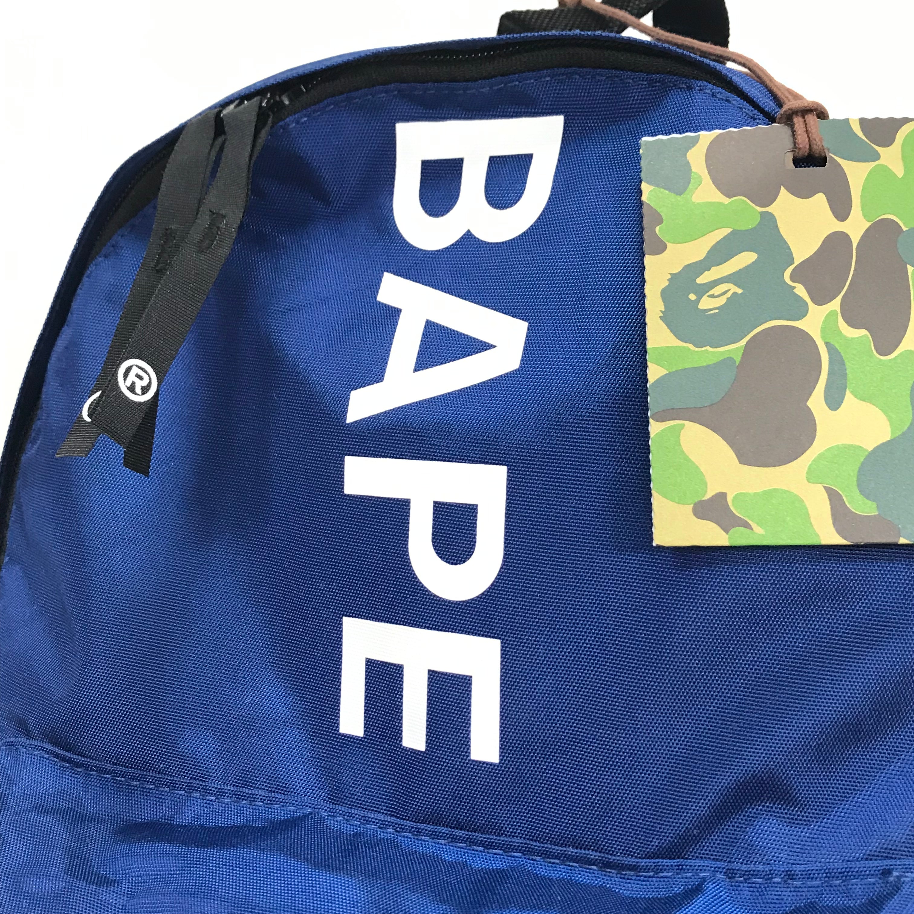 DS! A Bathing Ape Bape Leather Patch Nylon Day Pack Backpack Red