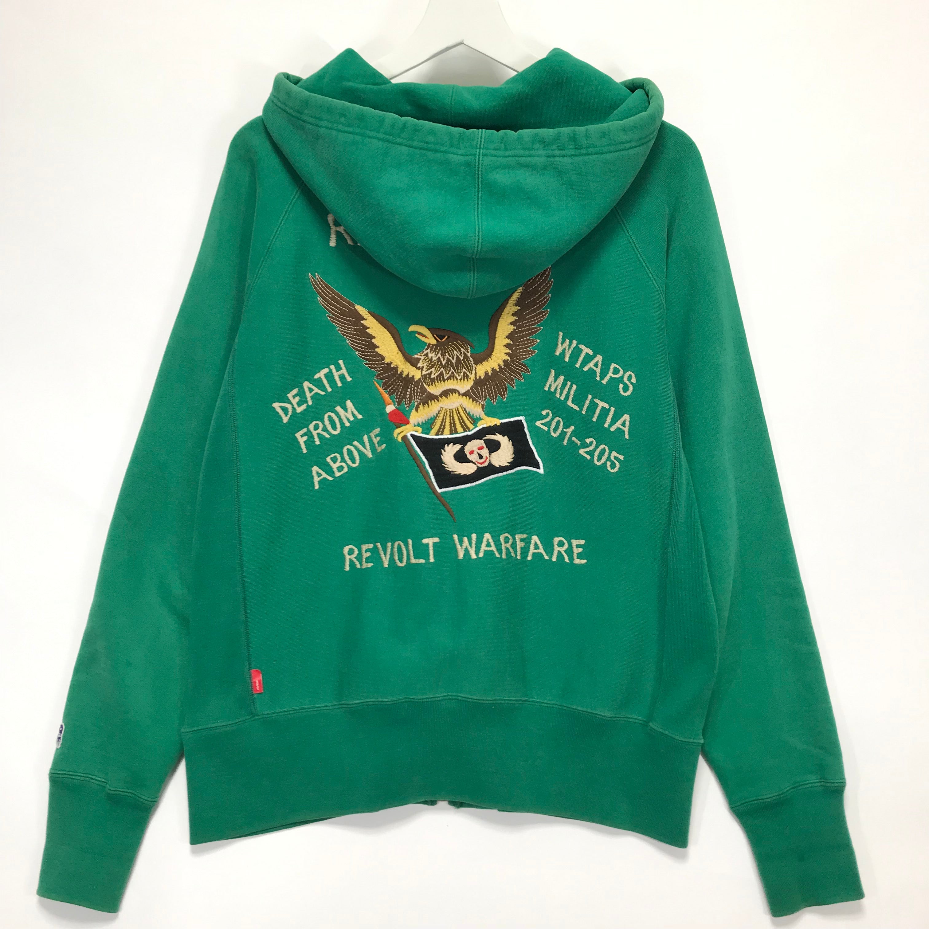 L] WTaps 08AW Hell Week Souvenir Zip Up Hoodie Green