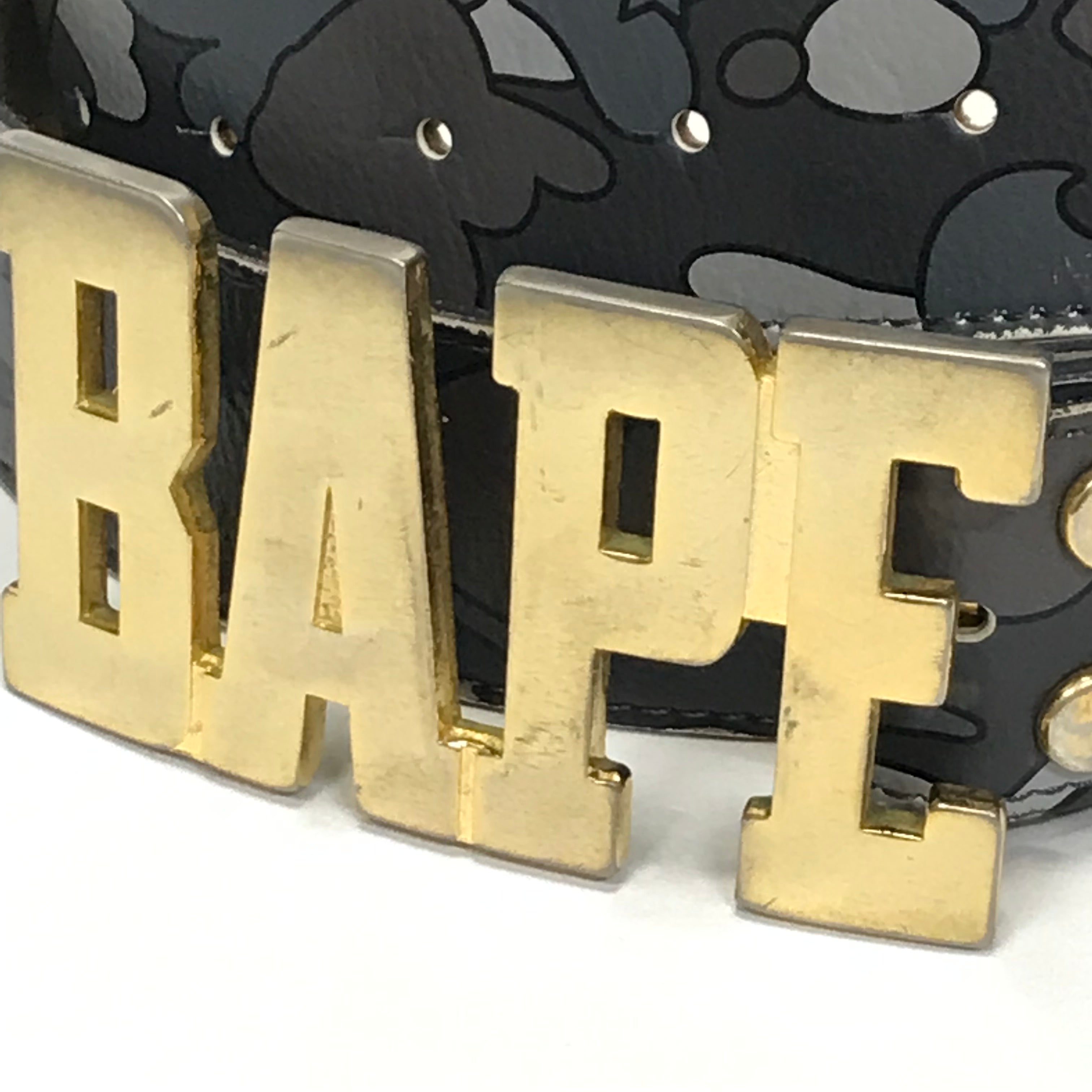 L] A Bathing Ape Bape Vintage Psyche Sta Camo Leather Belt