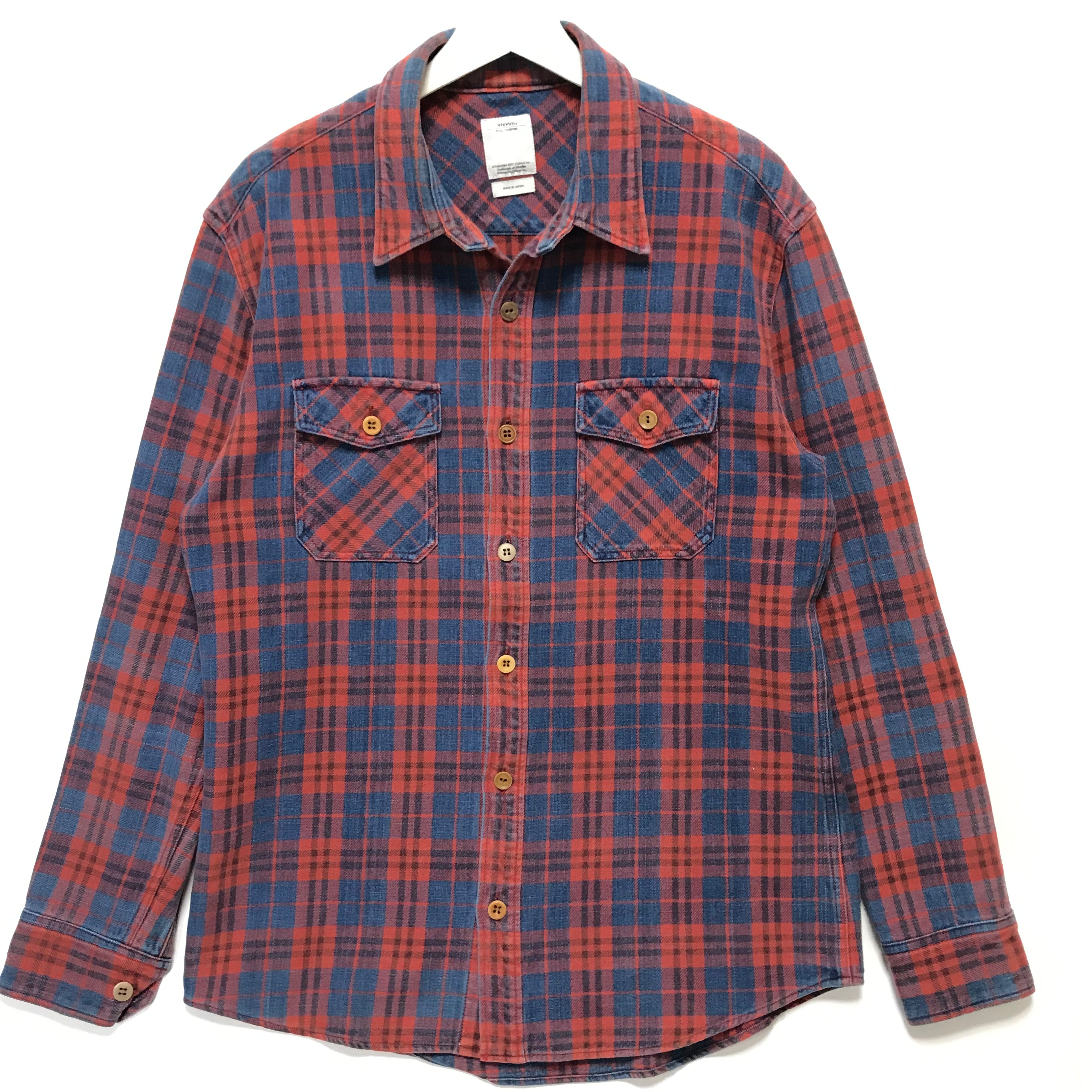 [L] VISVIM 14AW Black Elk Indigo Check Flannel Shirt