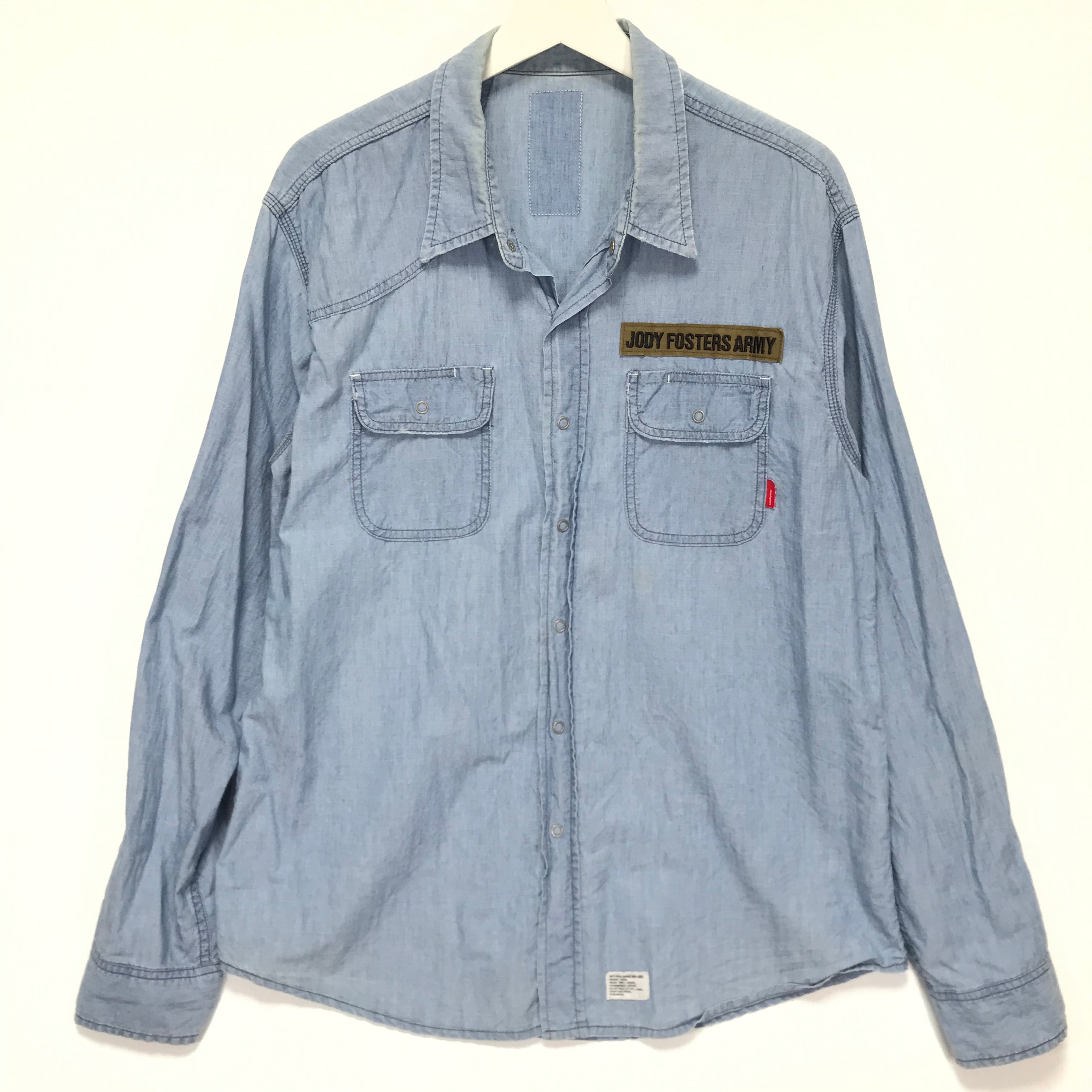 M] WTAPS 04SS Jody Foster's Army Cell L/S Chambray Shirt Blue