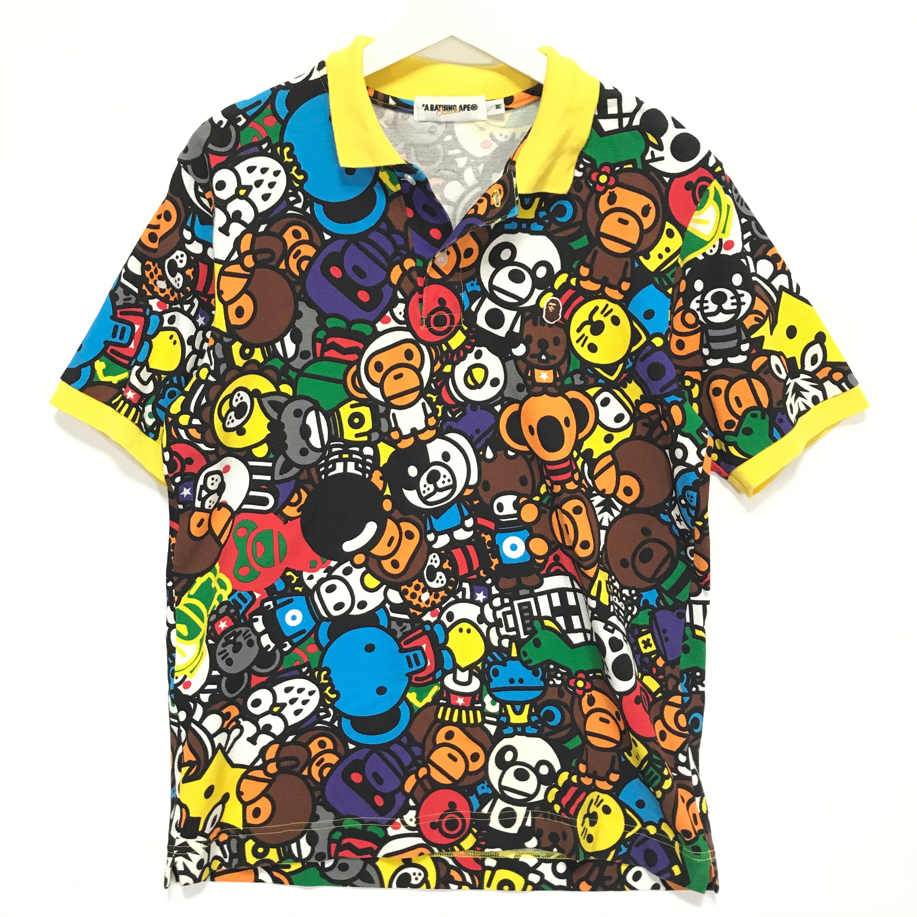 M] A Bathing Ape Bape Baby Milo Animal Safari Polo Shirt