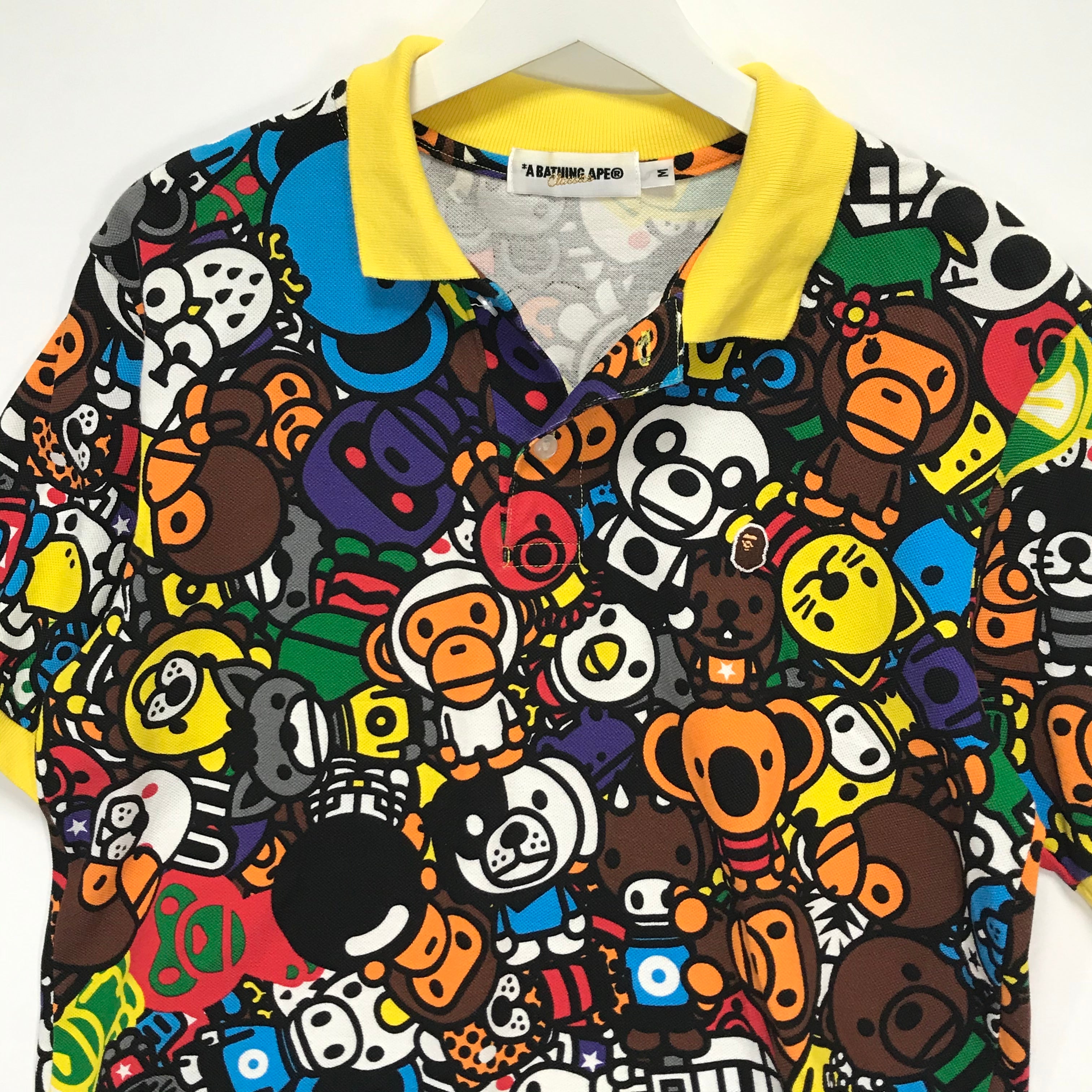 M] A Bathing Ape Bape Baby Milo Animal Safari Polo Shirt