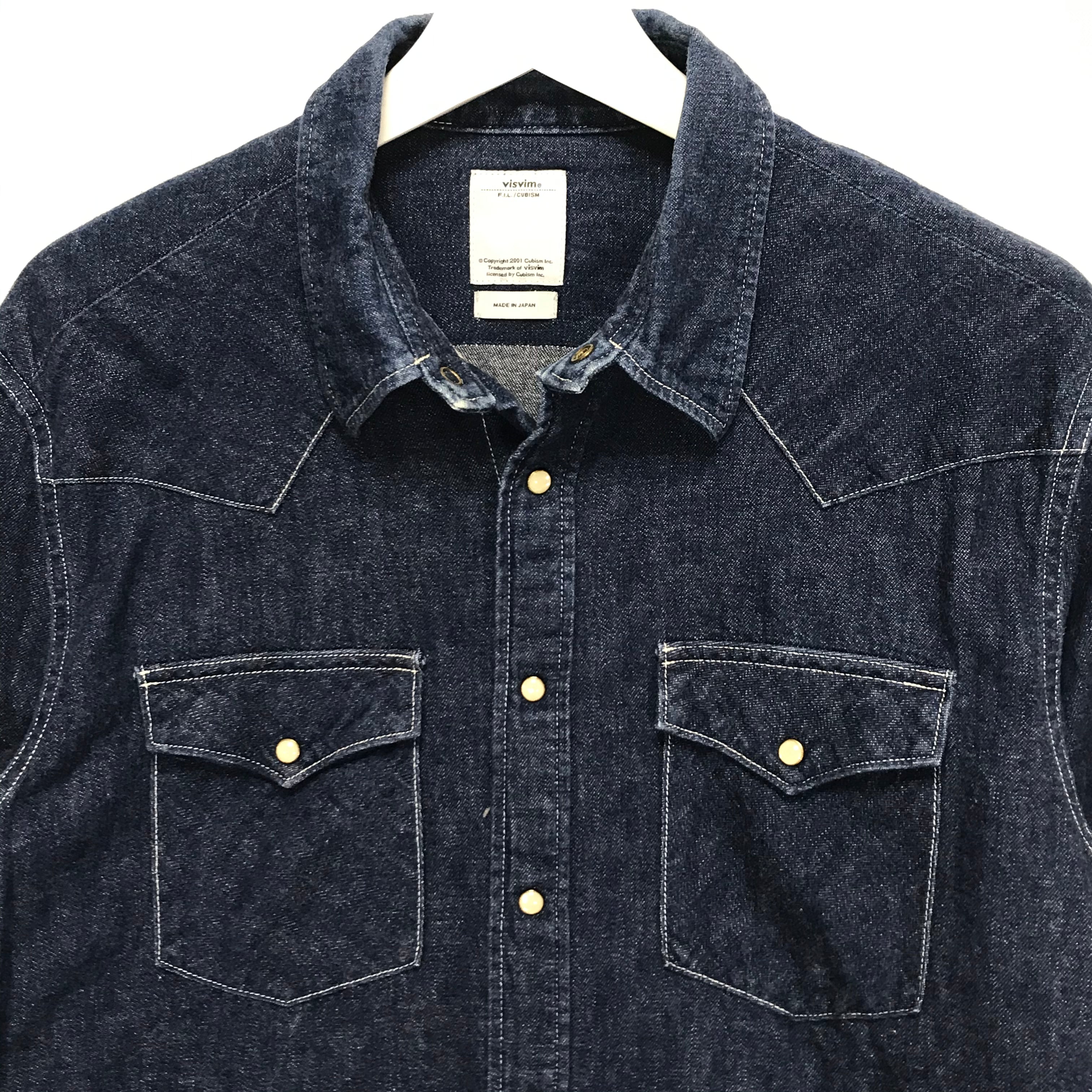 M] Visvim 14SS Four Corners Indigo Check One Wash Shirt