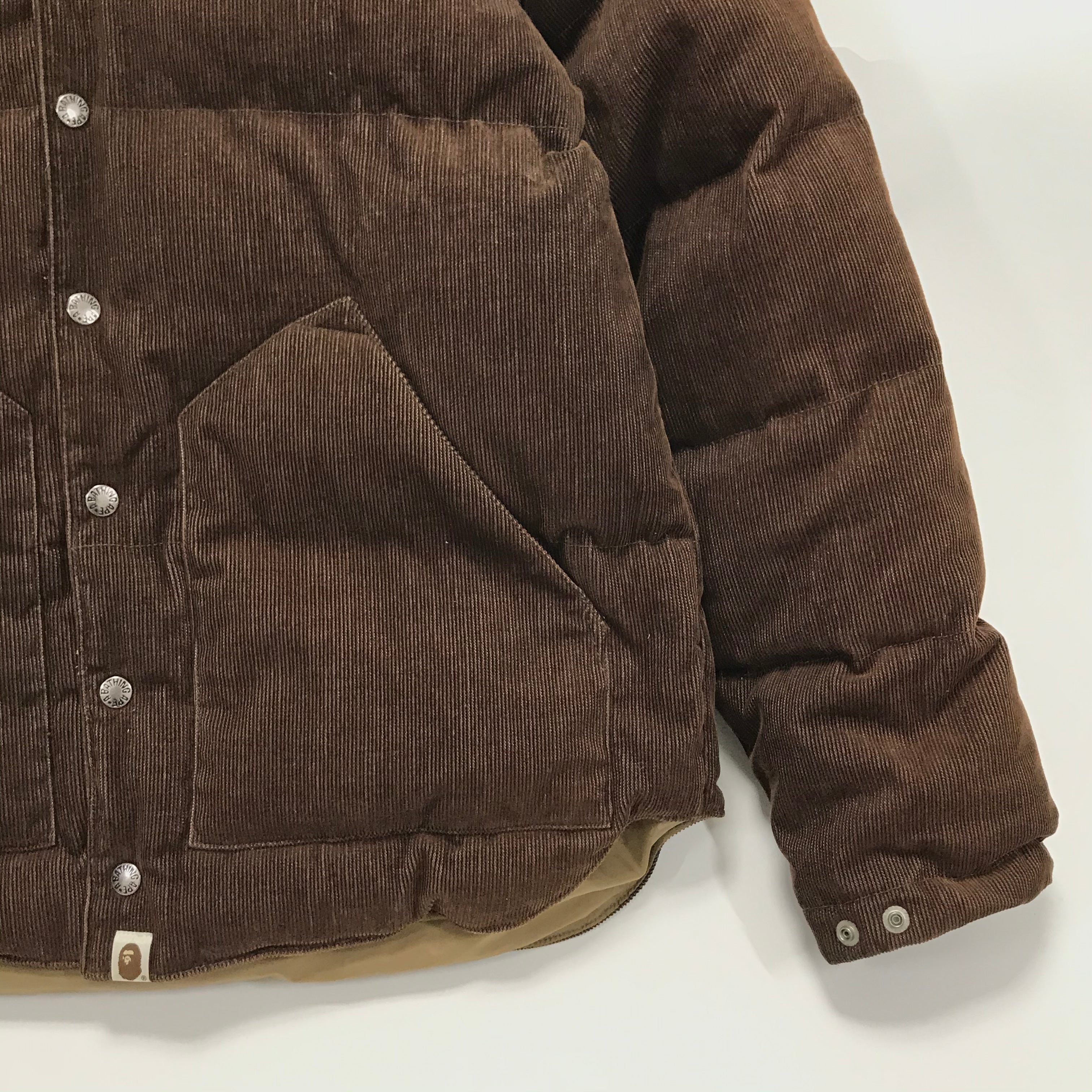 [M] A Bathing Ape Bape Fur Collar Corduroy Down Jacket