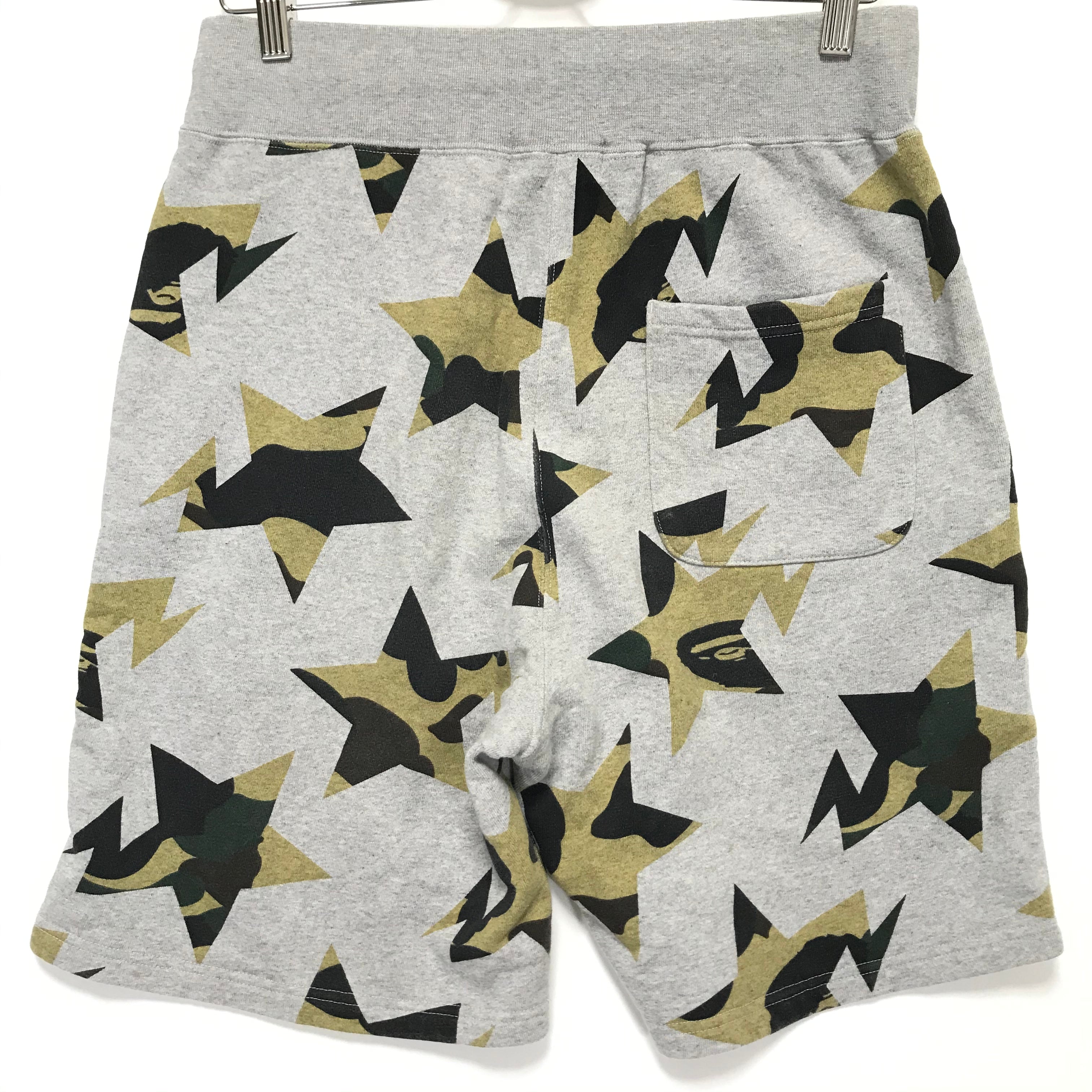 L] A Bathing Ape Bape 1st Camo Sta Sweat Shorts Grey