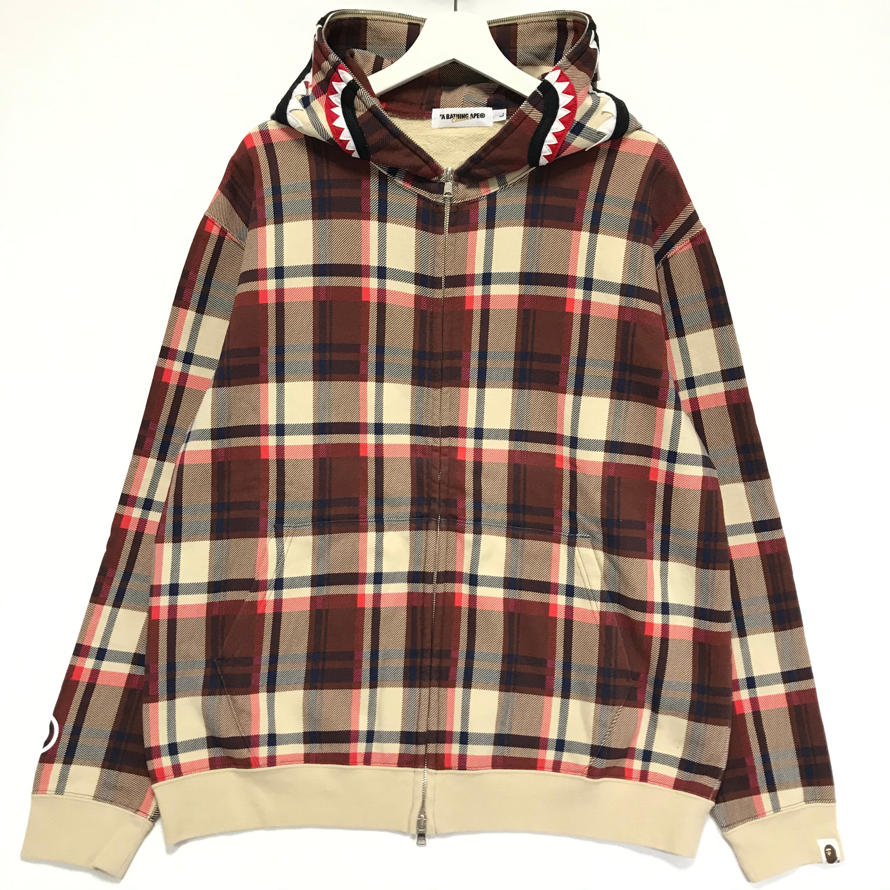 L A Bathing Ape Bape 15th Anniversary Plaid Ful Zip Shark Hoodie StylisticsJapan