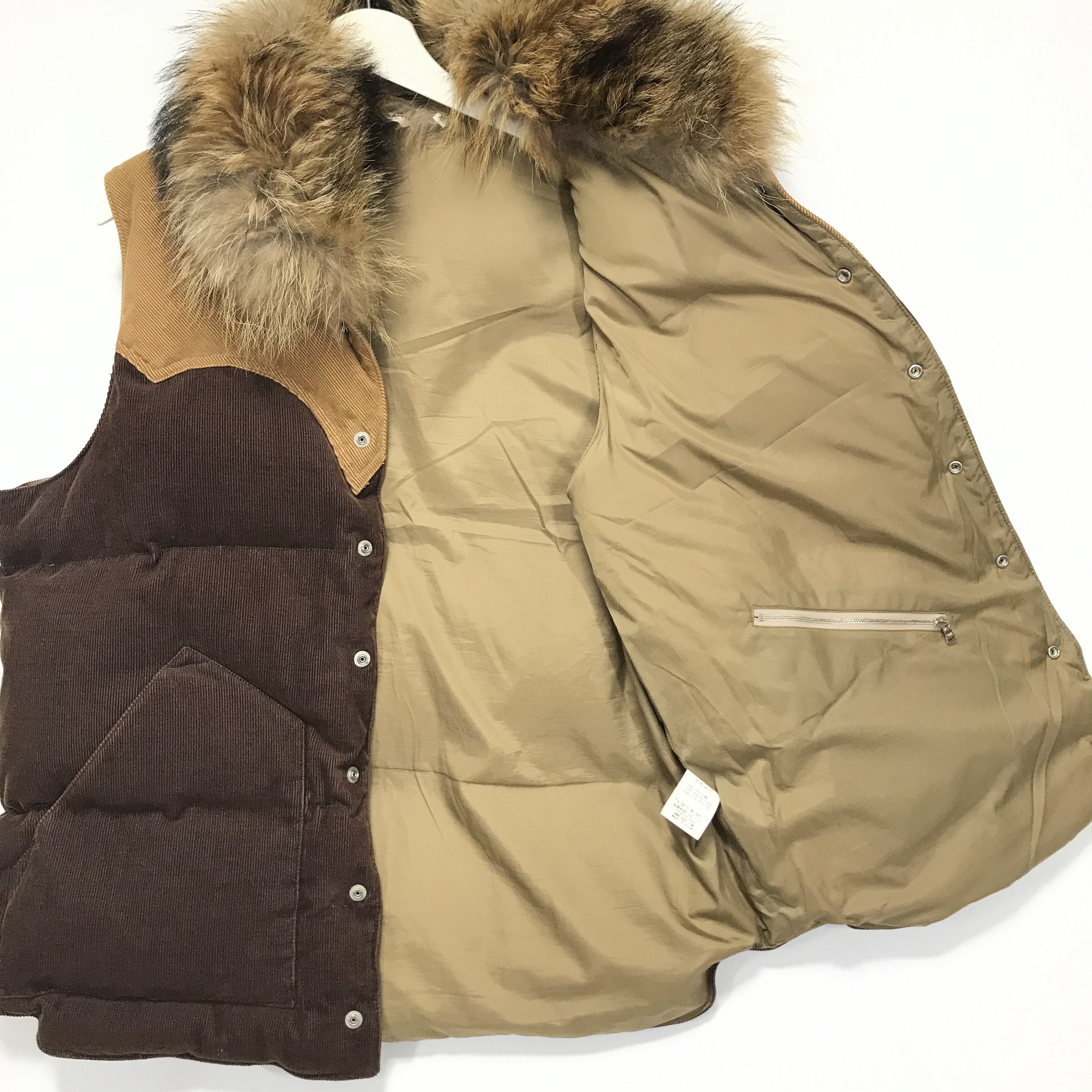 S] A Bathing Ape Bape Fur Collar Corduroy Down Vest