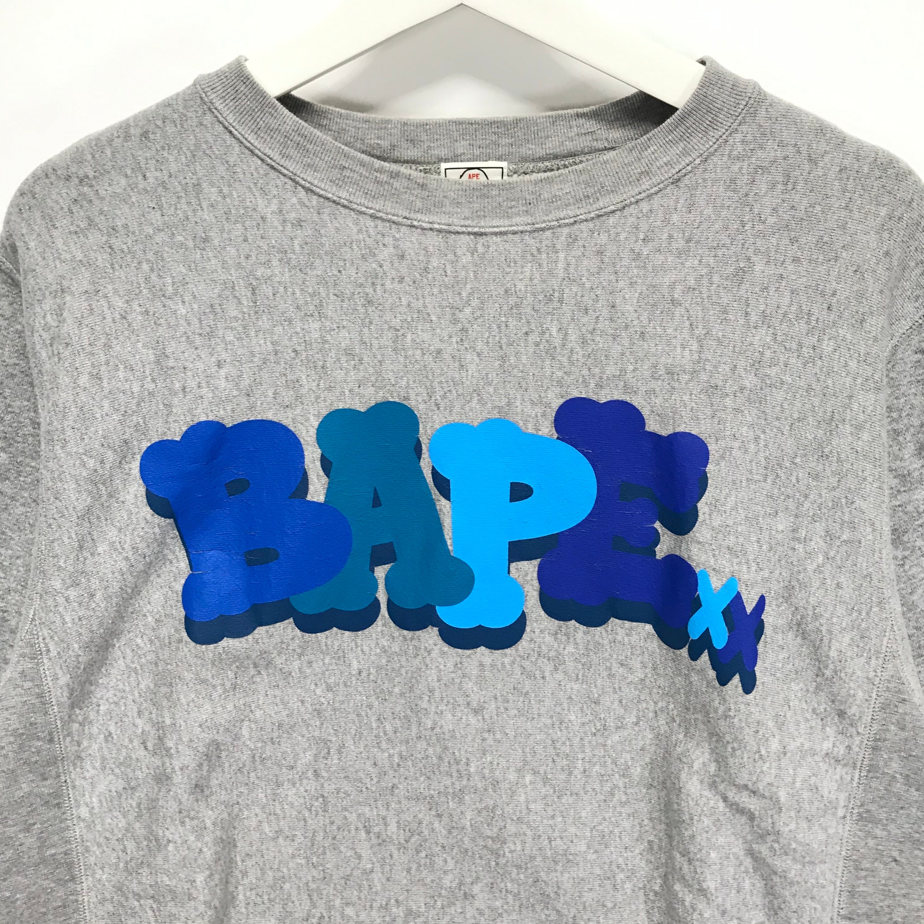 S] A Bathing Ape Bape Kaws Bones Logo Crewneck Sweatshirt