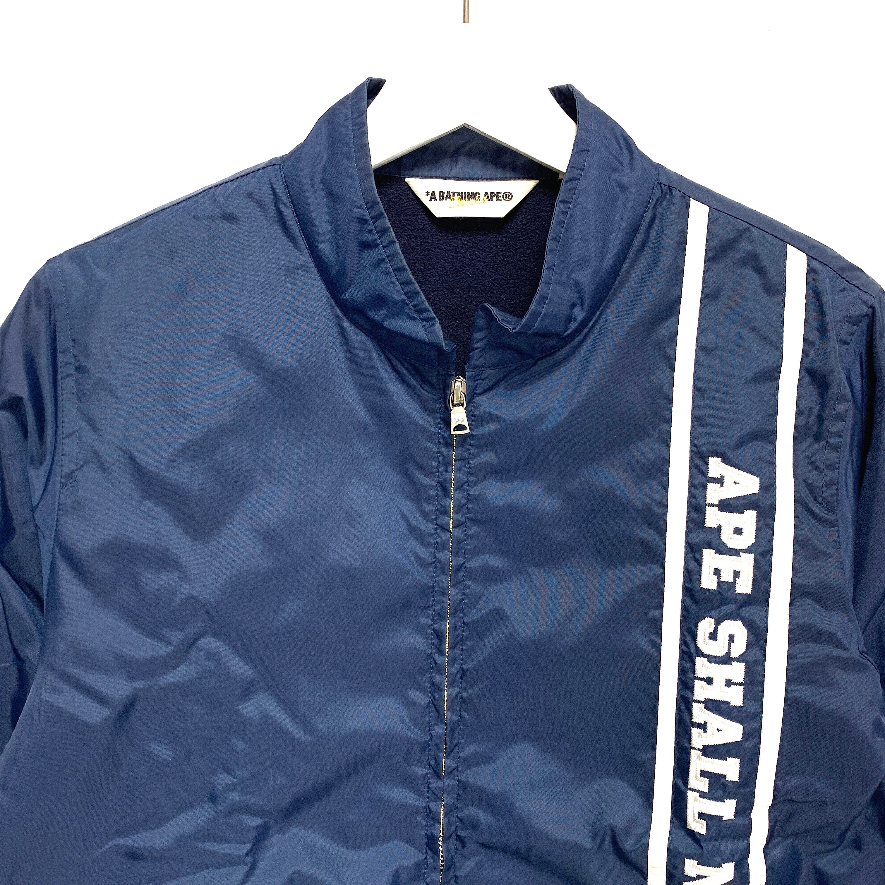 L] A Bathing Ape Bape Classics Racing Jacket Nylon Navy