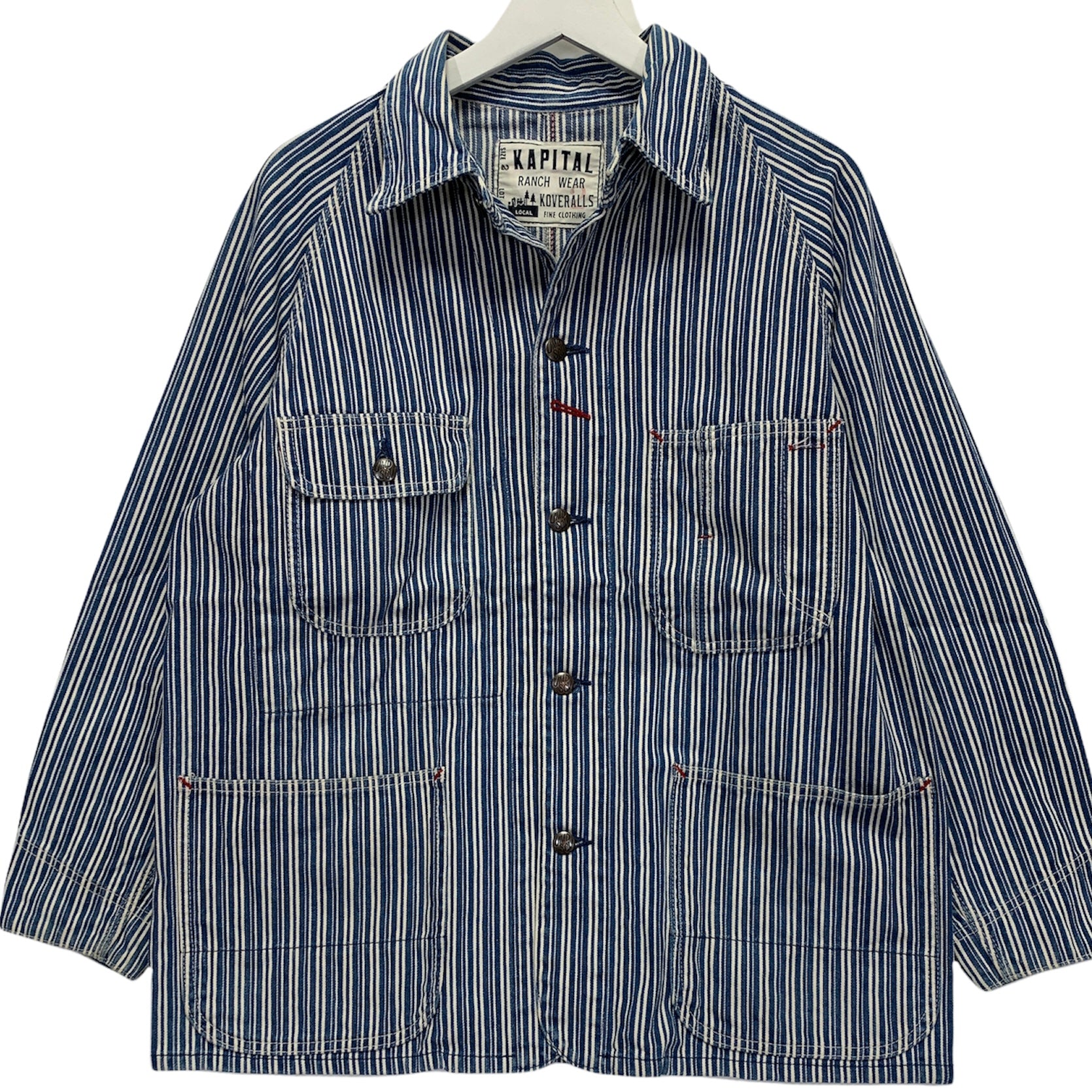 M] Kapital Ranch Wear Hickory Stripe Indigo Coverall Jacket