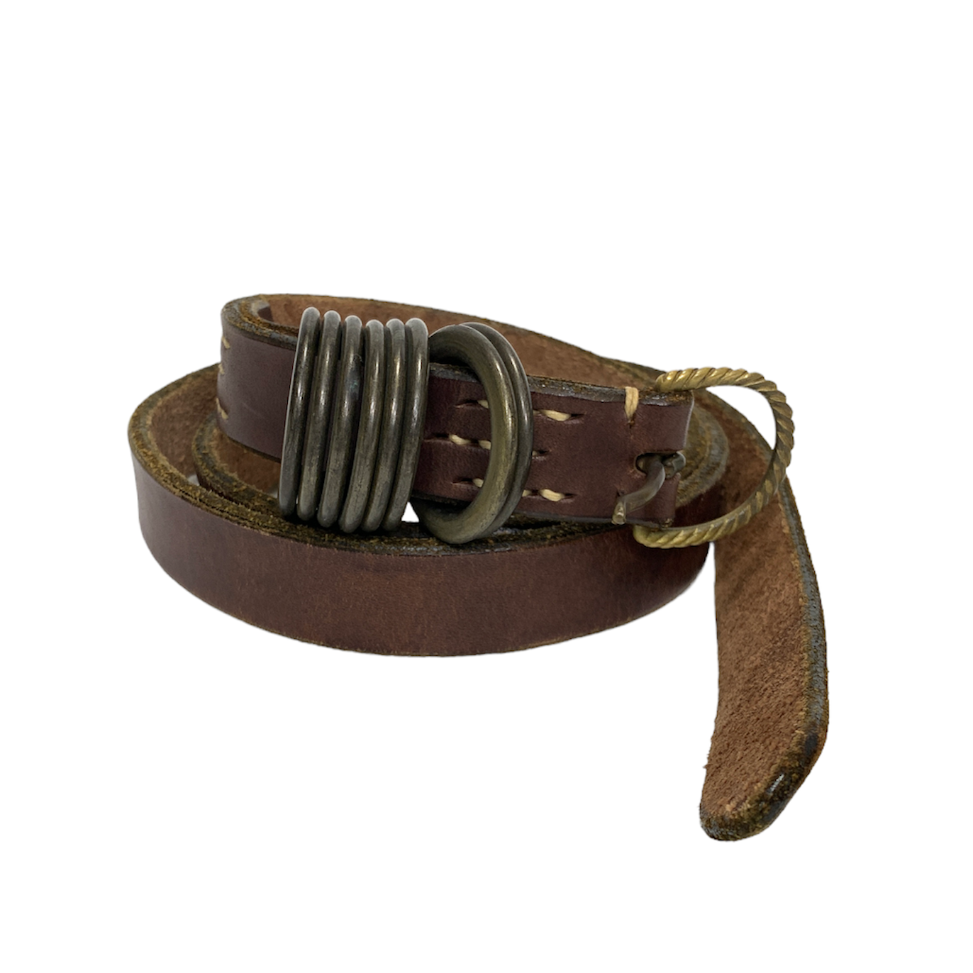 L] Kapital Leather Brass Ring Belt Brown – StylisticsJapan.com