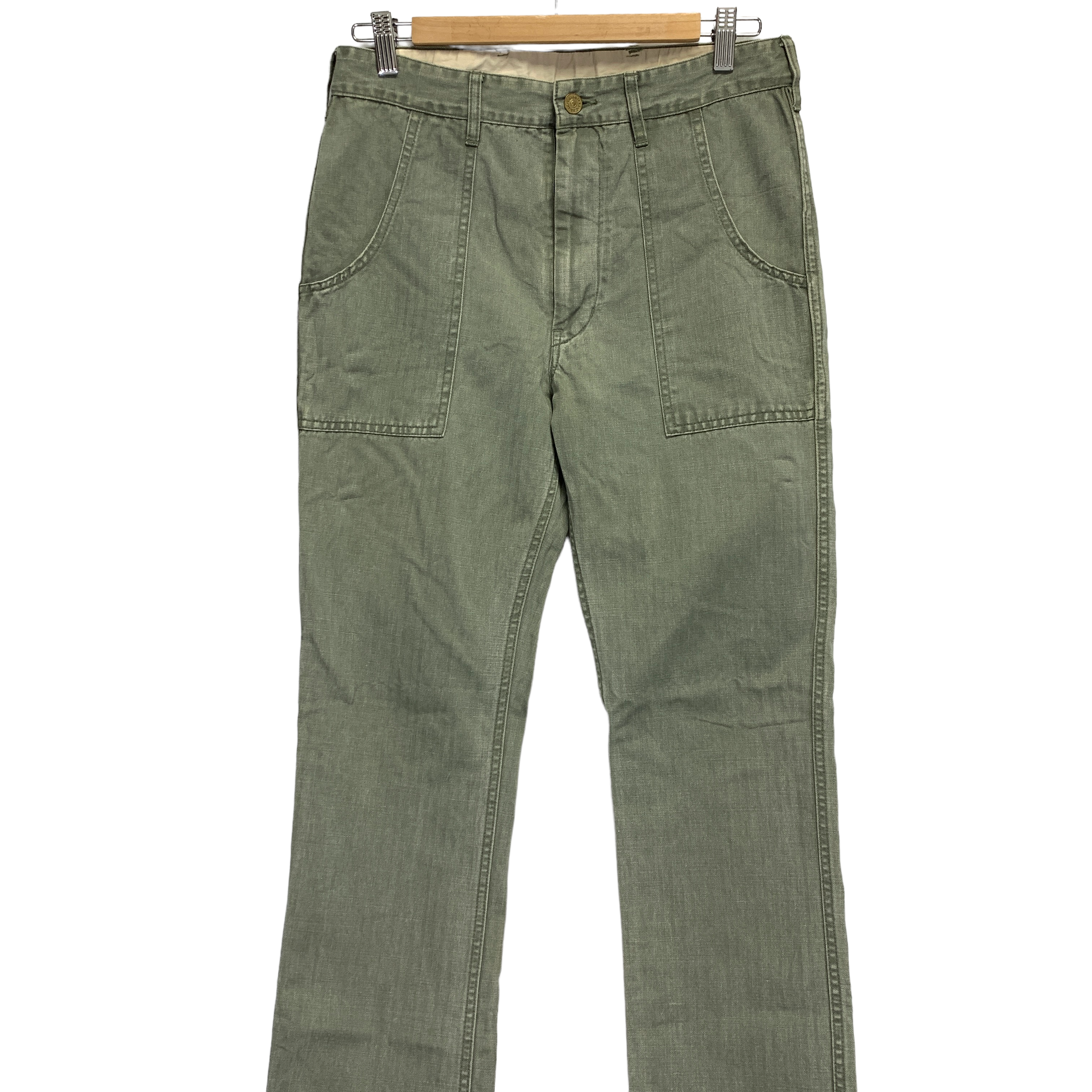 M] Visvim 13AW Scout Pants Herringbone Cotton Olive